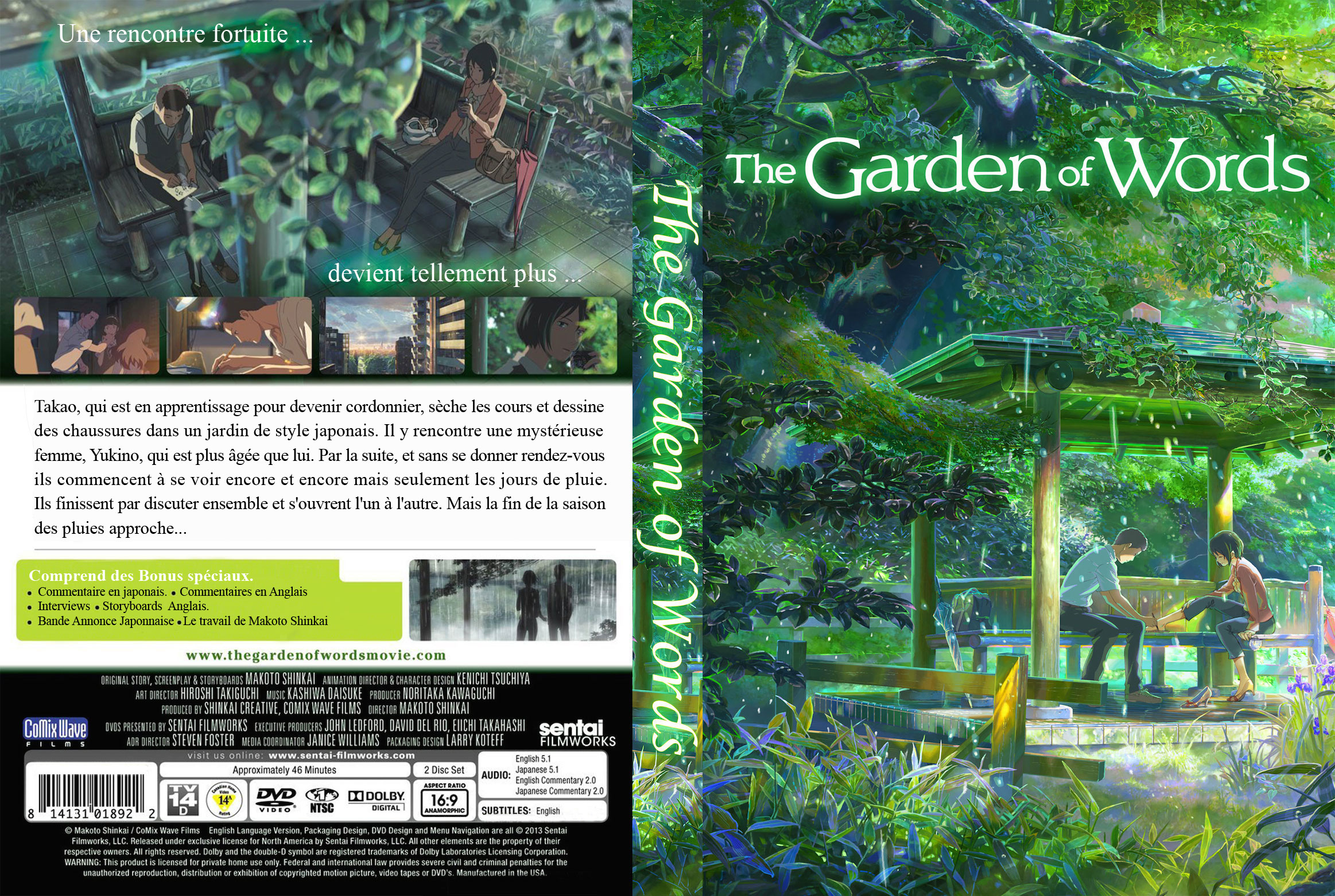 Jaquette DVD The Garden of Words custom