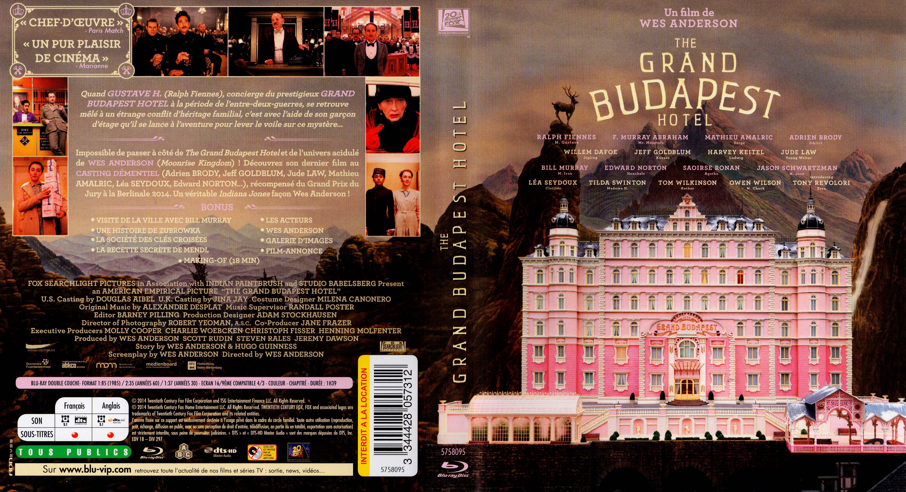 Jaquette DVD The Grand Budapest Hotel (BLU-RAY)
