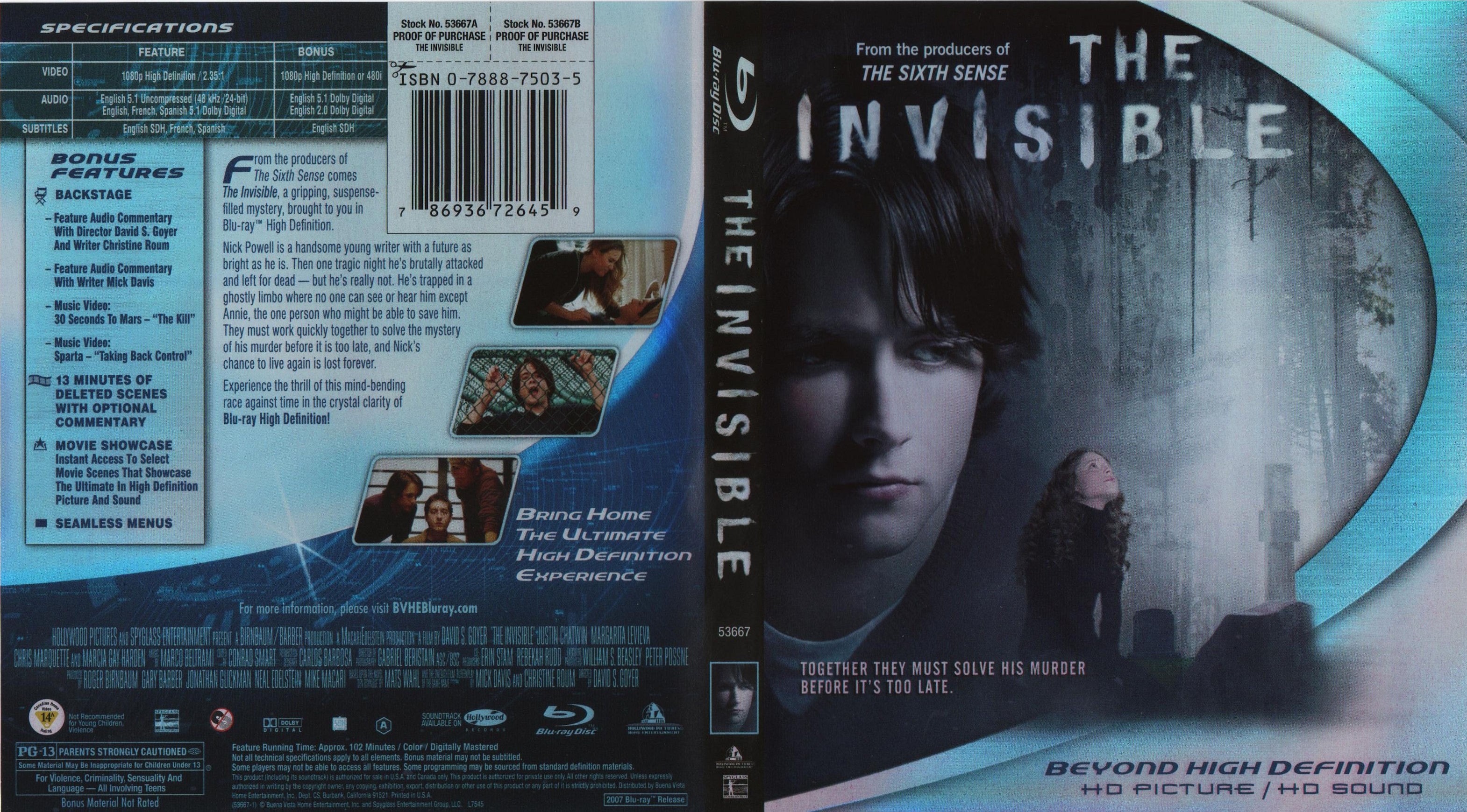 Jaquette DVD The Invisible (Canadienne) (BLU-RAY)