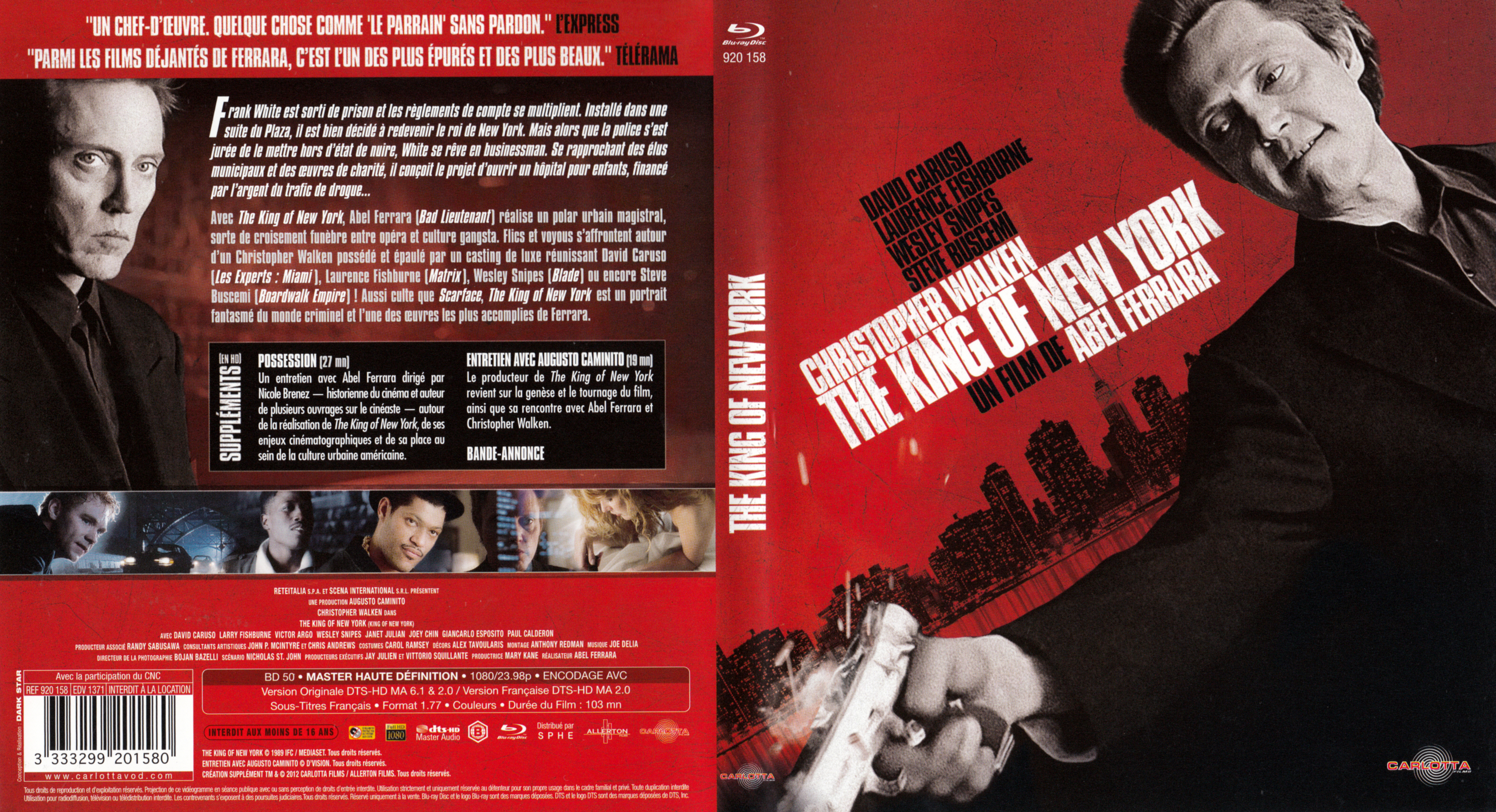 Jaquette DVD The King of New York (BLU-RAY) v2