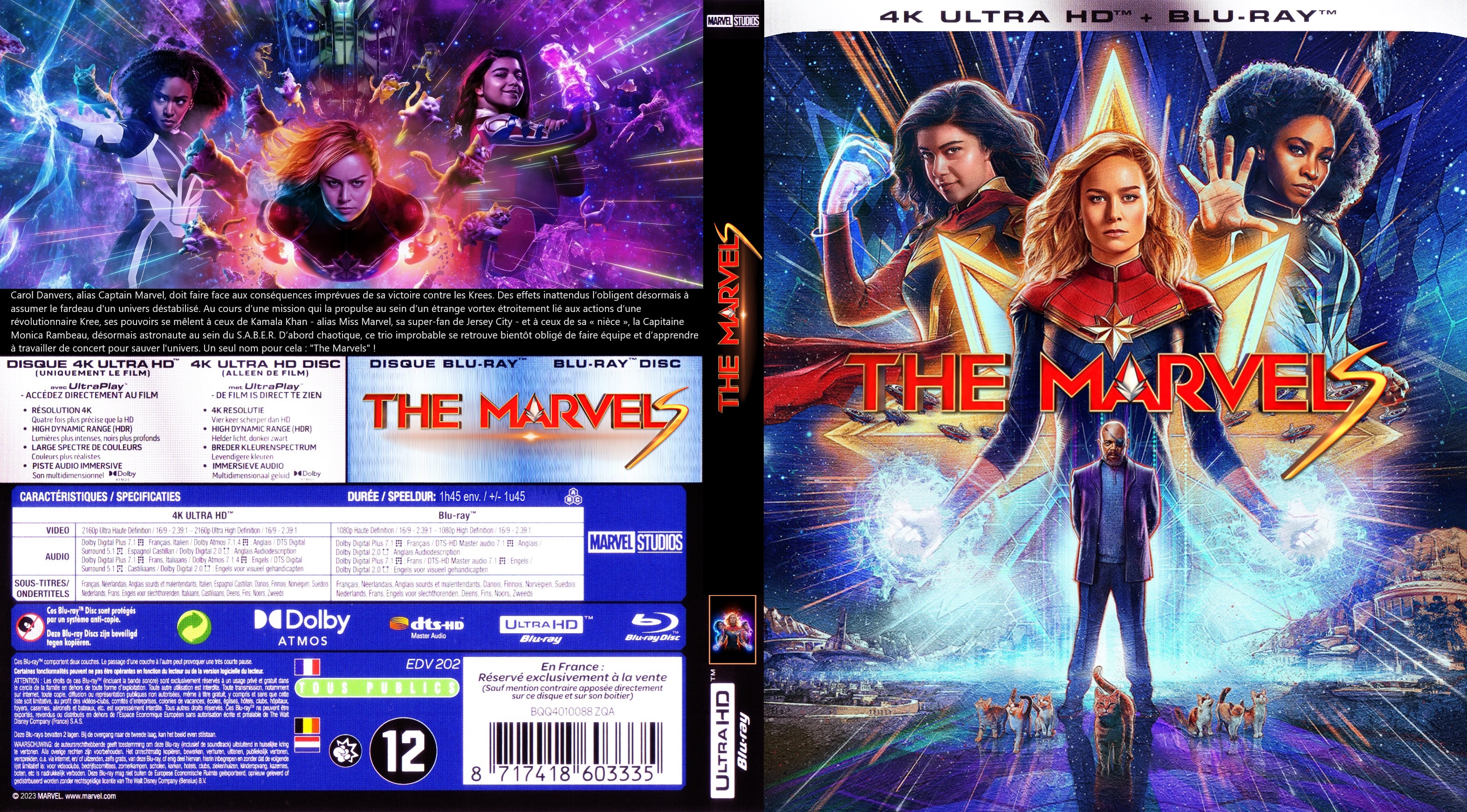 Jaquette DVD The Marvels custom 4K (BLU-RAY)