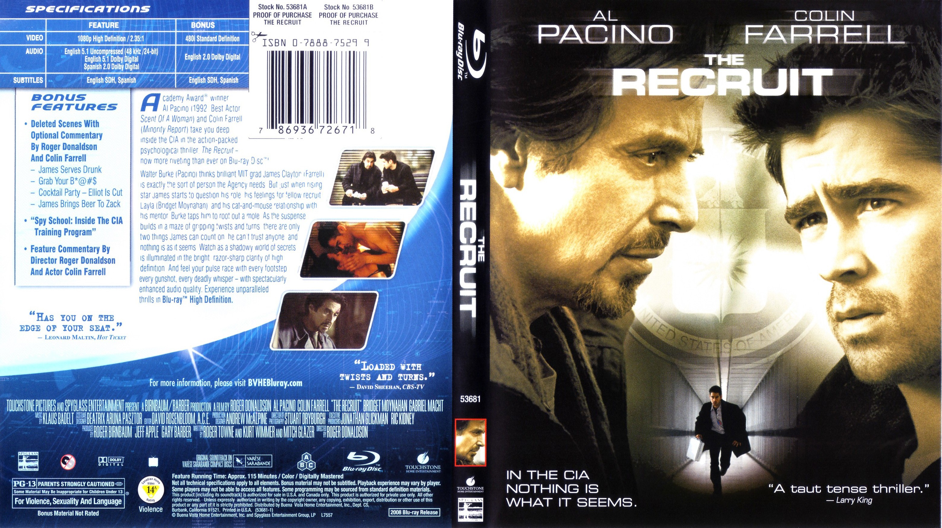 Jaquette DVD The Recruit - La recrue (Canadienne) (BLU-RAY)