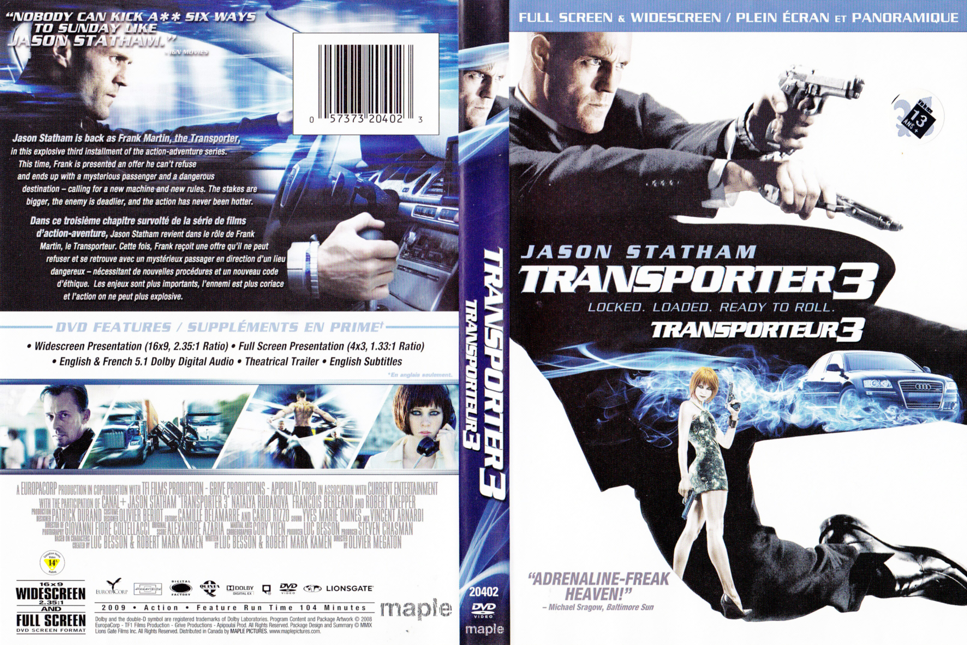 Jaquette DVD The Transporter 3 - Le transporteur 3 (Canadienne)