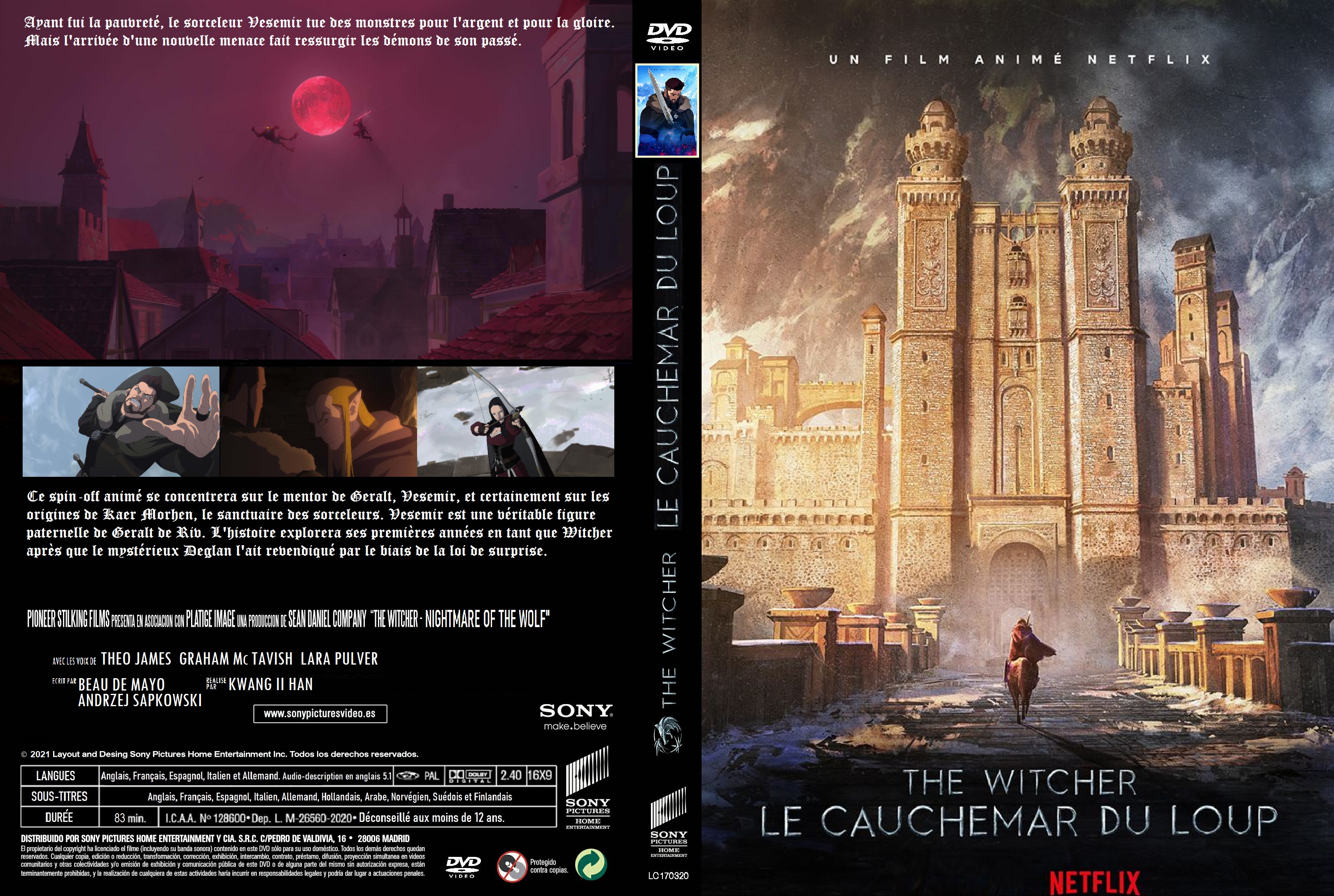 Jaquette DVD The Witcher Le Cauchemar du Loup custom