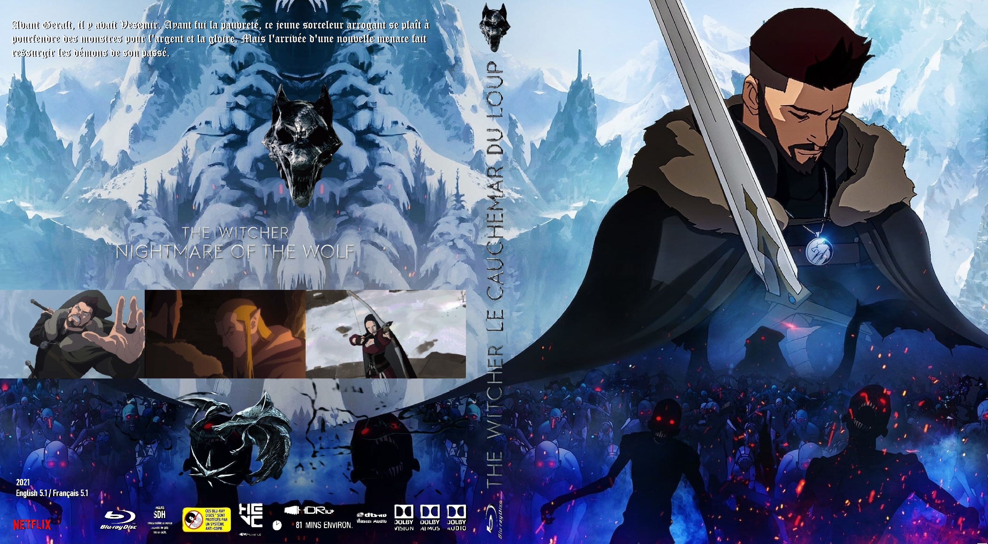 Jaquette DVD The Witcher Le Cauchemar du Loup custom (BLU-RAY)