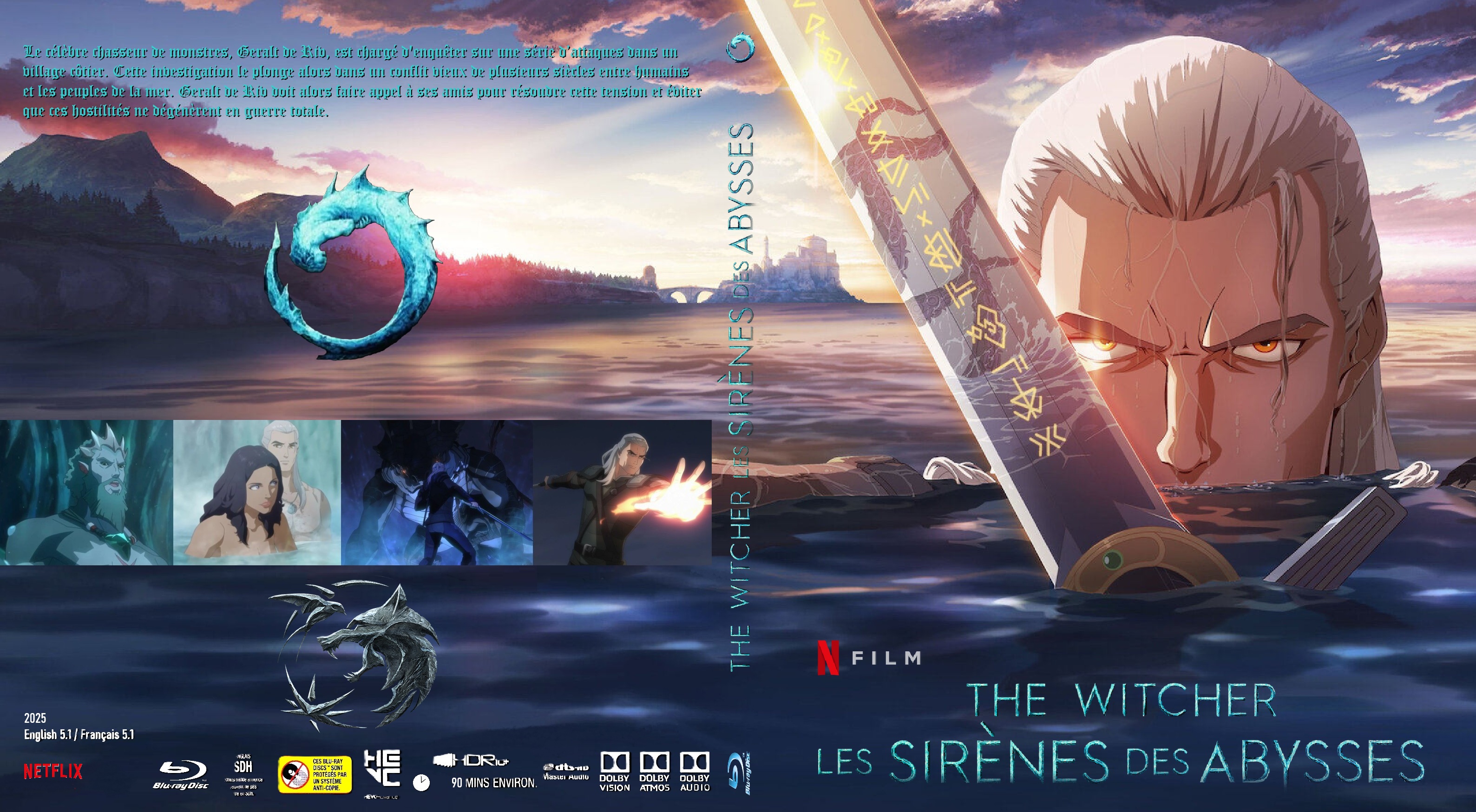 Jaquette DVD The Witcher Les Sir�nes des Abysses custom (BLU-RAY)