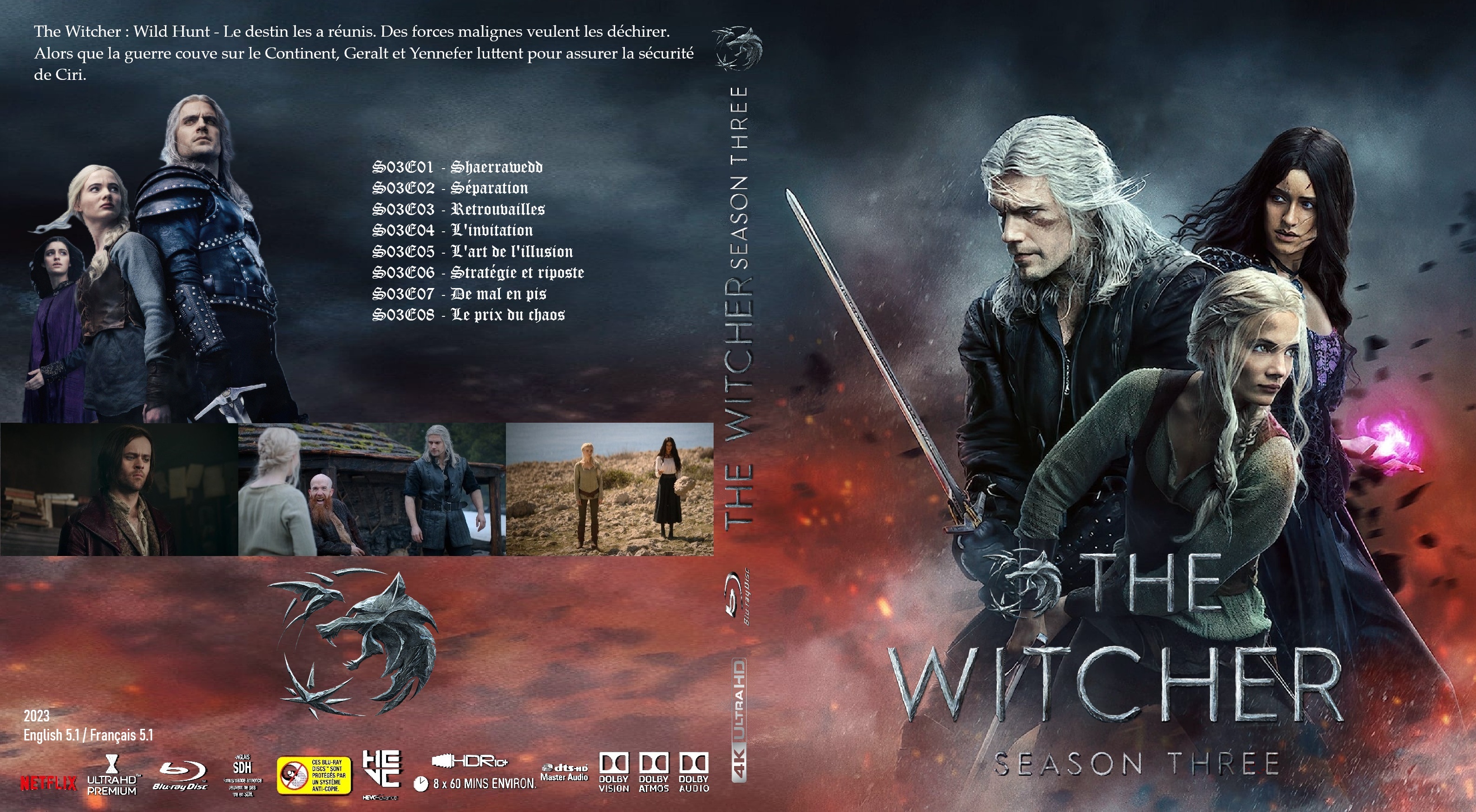 Jaquette DVD The Witcher saison 3 4K custom (BLU-RAY)