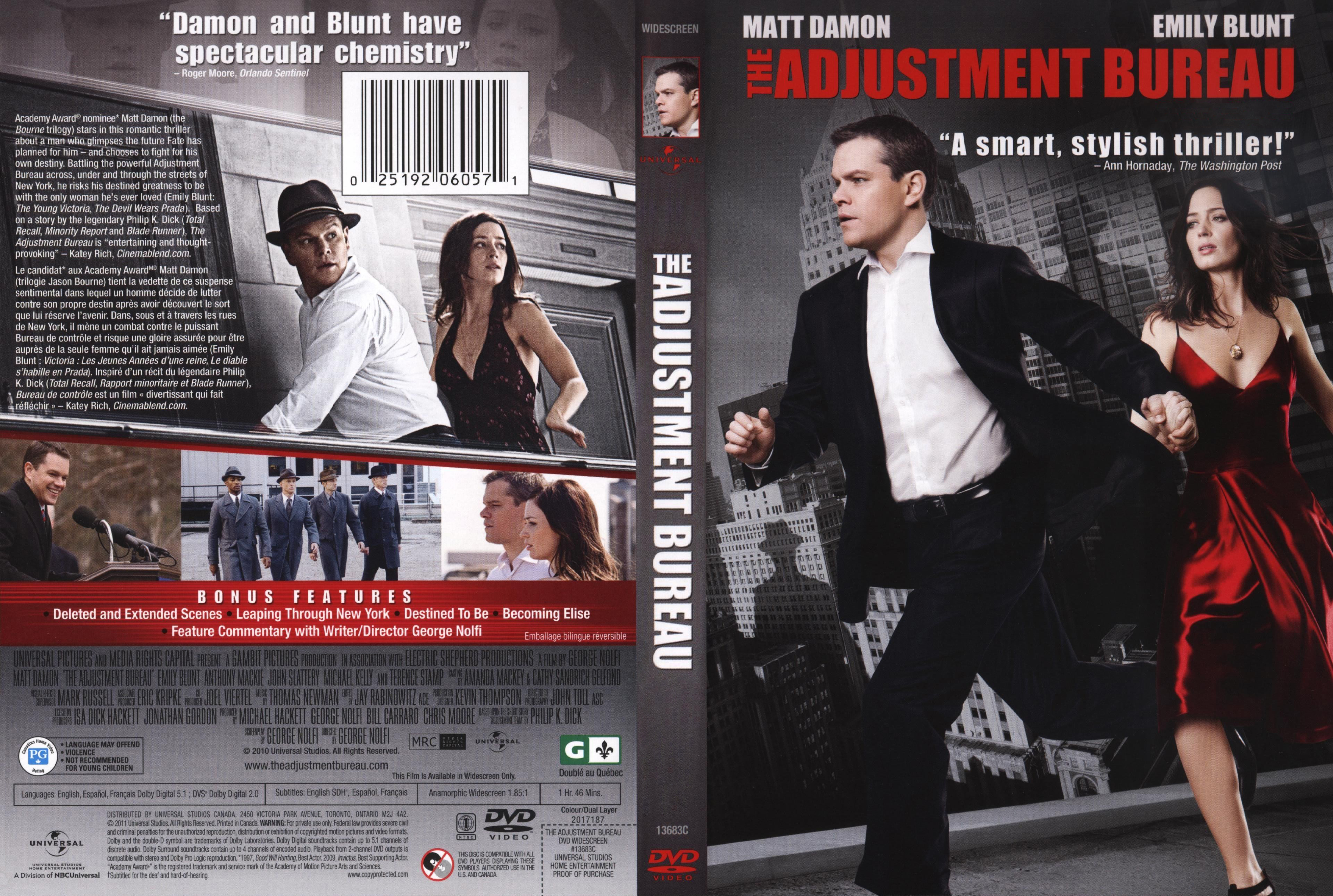 Jaquette DVD The adjustment bureau (Canadienne)