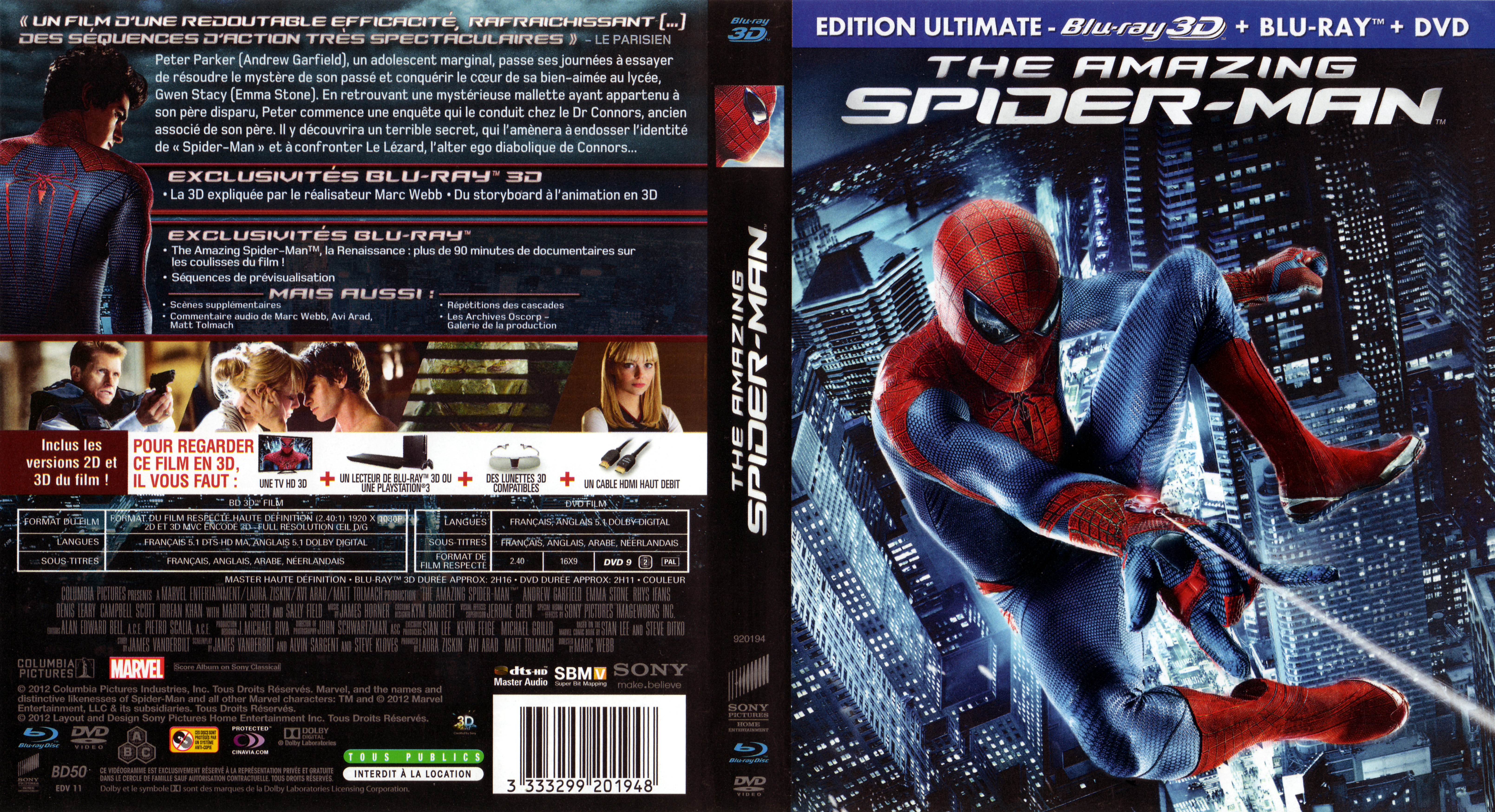 Jaquette DVD The amazing spider-man 3D (BLU-RAY)