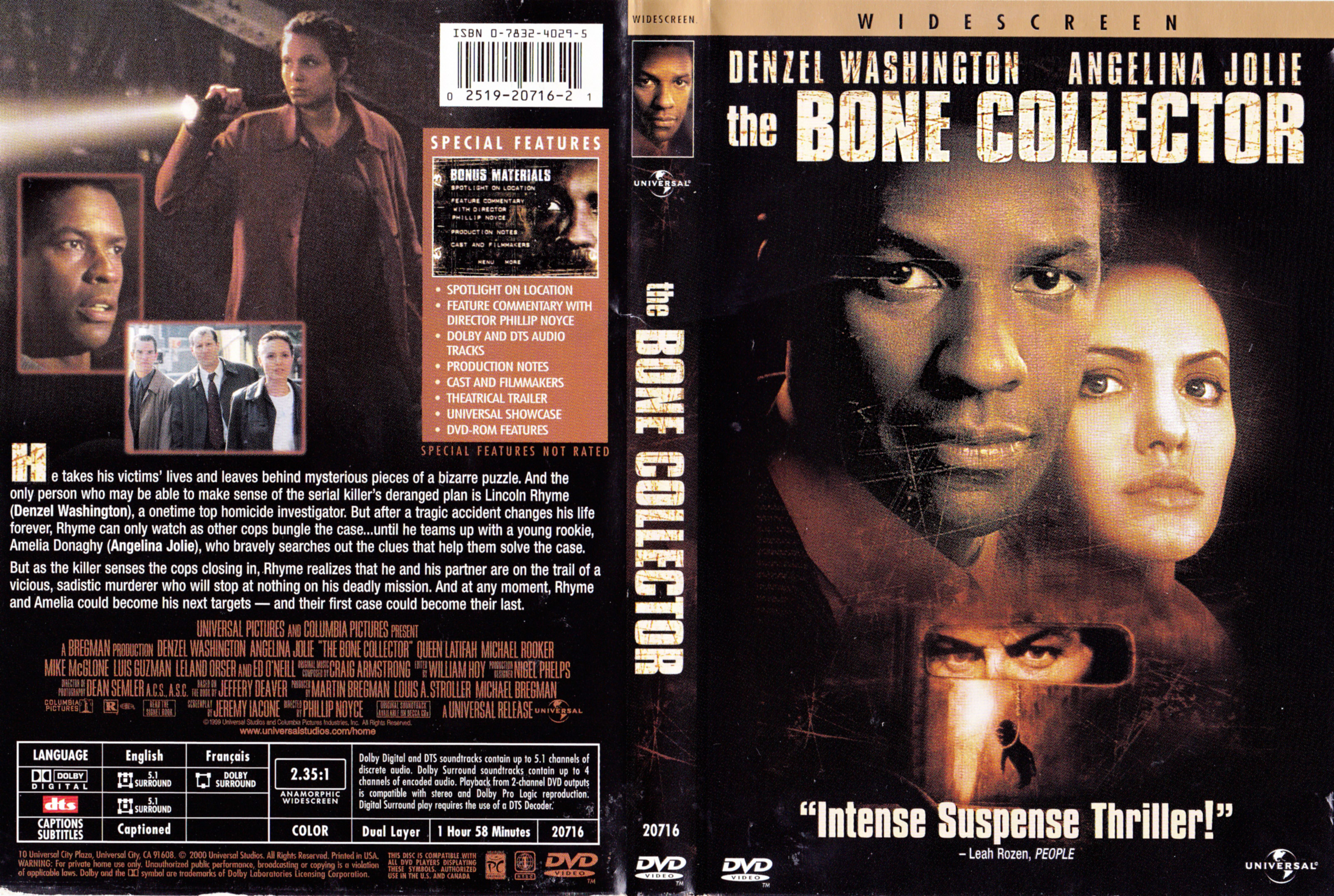 Jaquette DVD The bone collector (Canadienne)