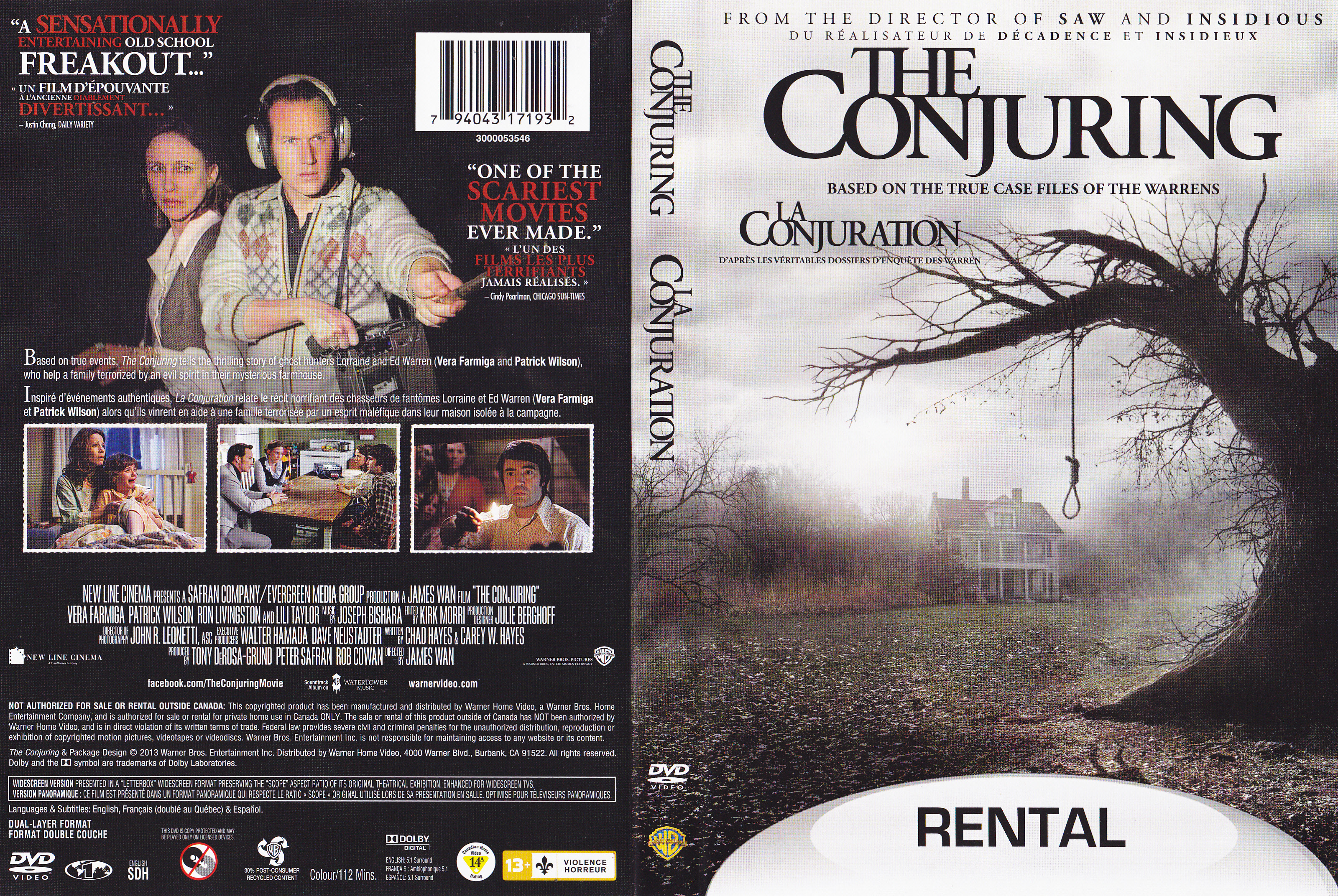 Jaquette DVD The conjuring - La conjuration (Canadienne)