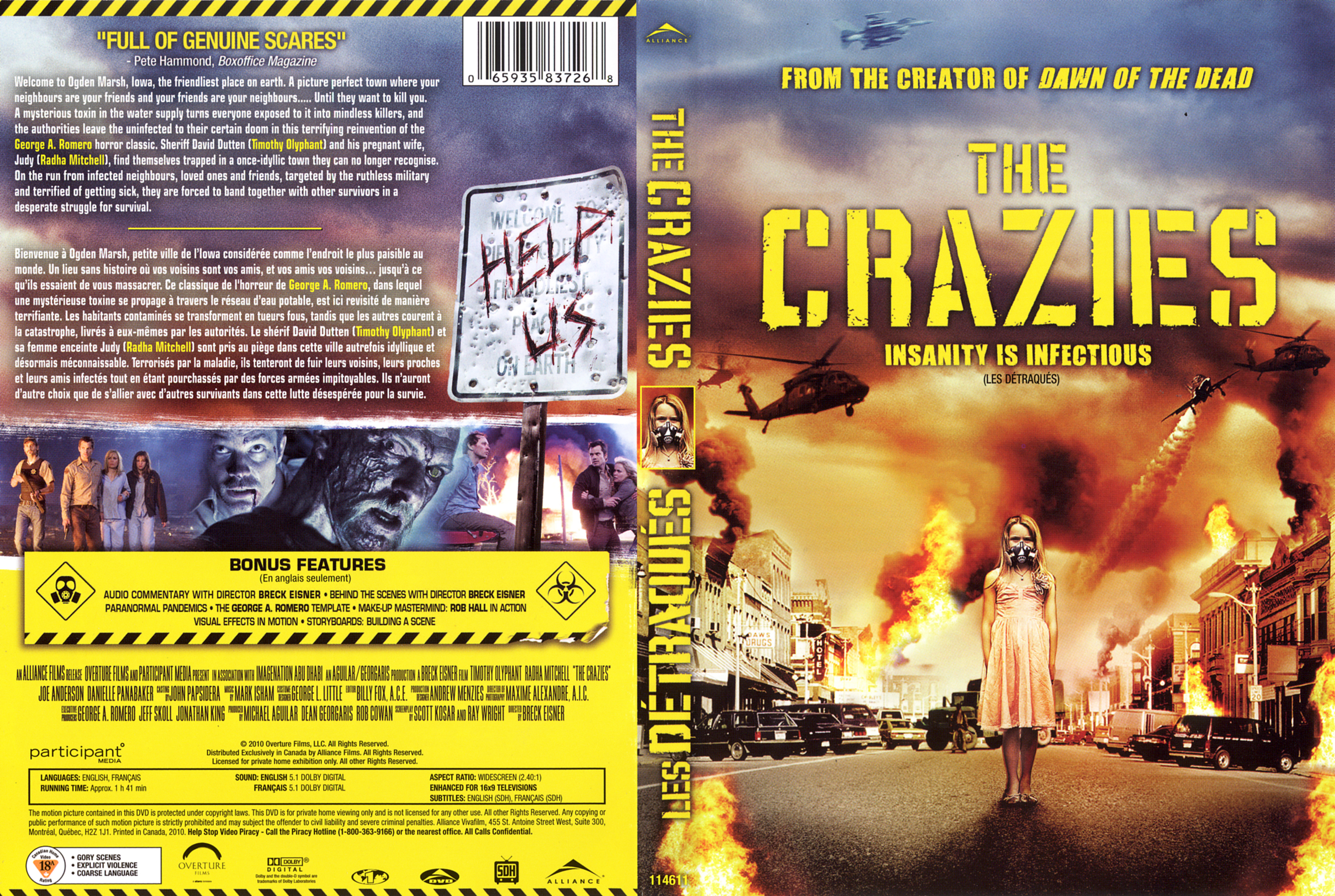 Jaquette DVD The crazies (2010) (Canadienne)