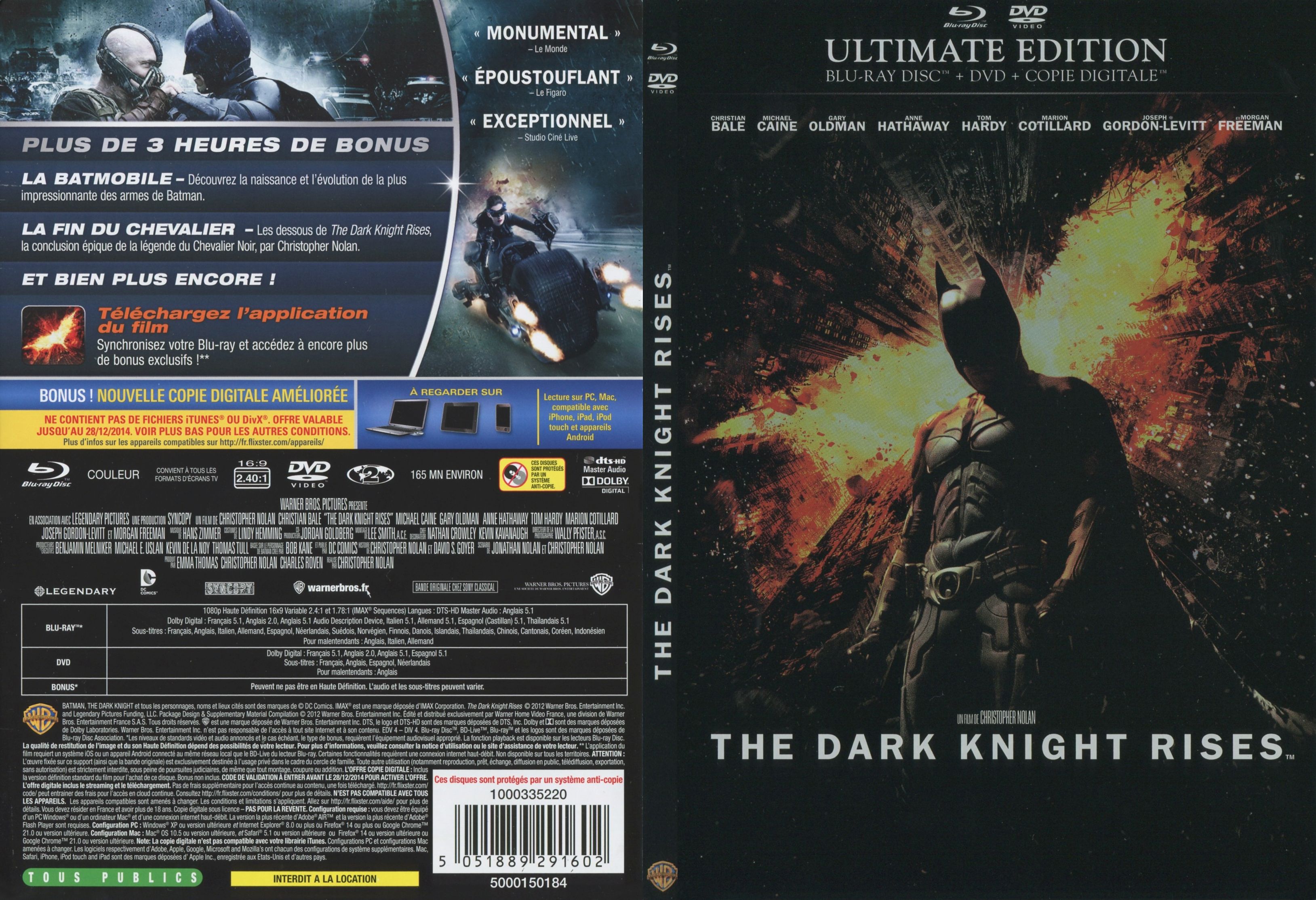 Jaquette DVD The dark knight rises (BLU-RAY) v3