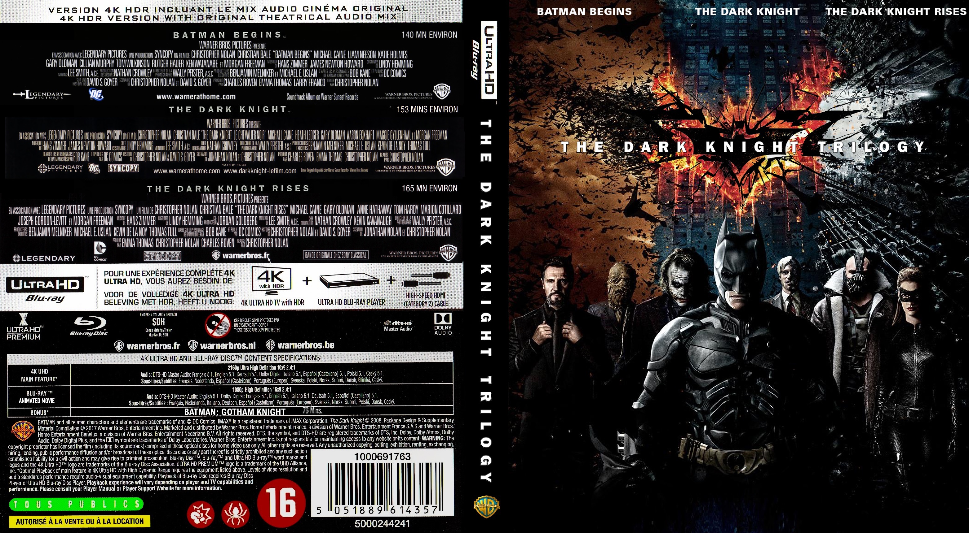Jaquette DVD The dark knight trilogy 4K custom (BLU-RAY)