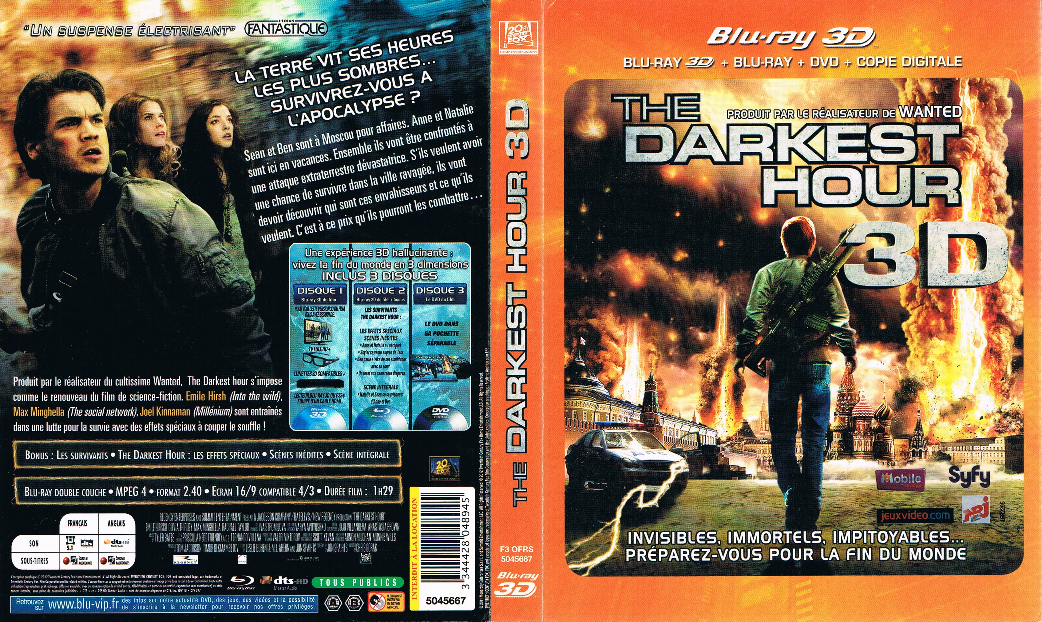 Jaquette DVD The darkest hour 3D (BLU-RAY)