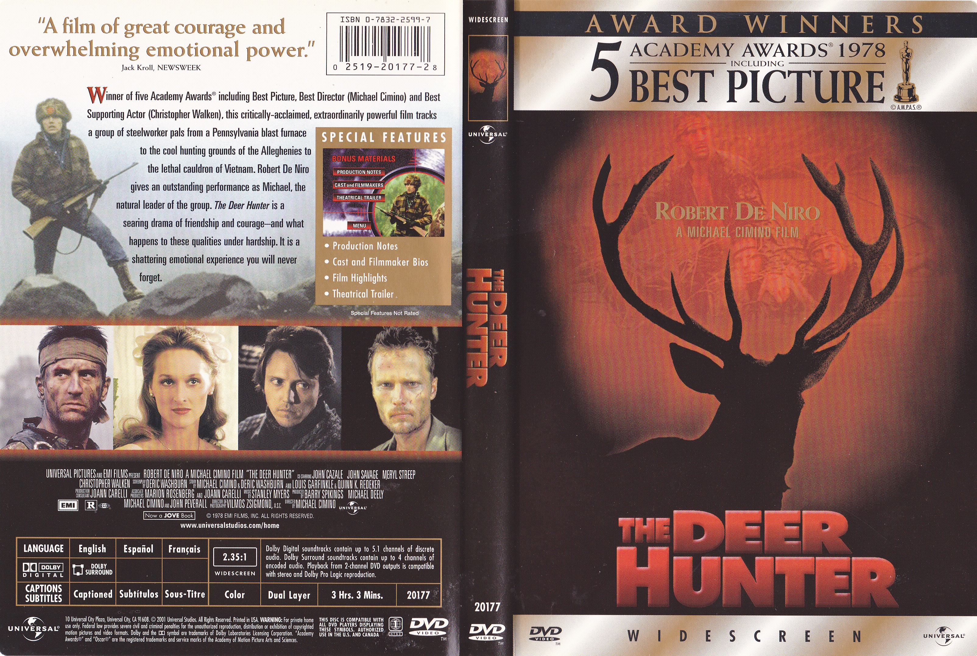 Jaquette DVD The deer hunter (Canadienne)