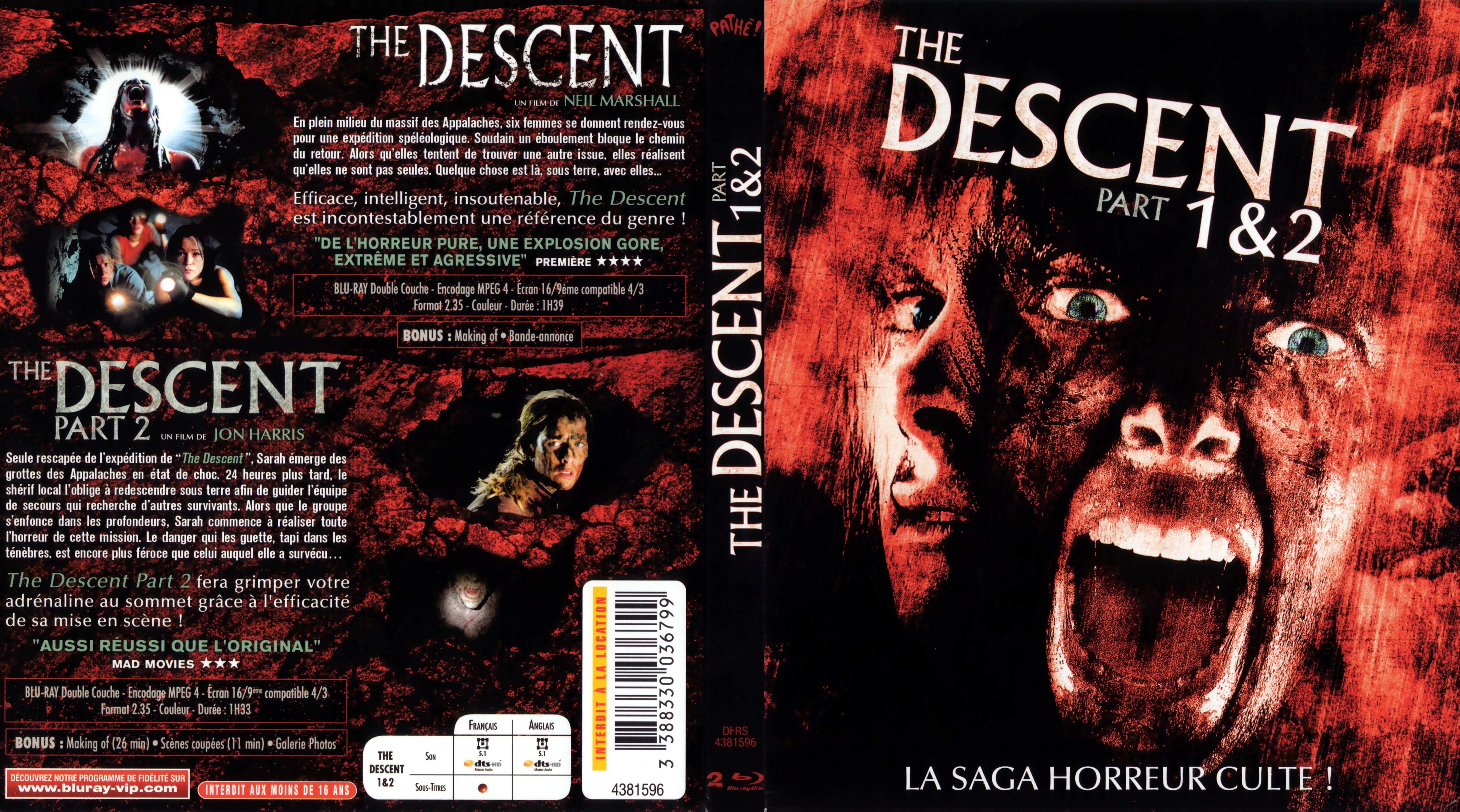 Jaquette DVD The descent 1 et 2 (BLU-RAY) v2