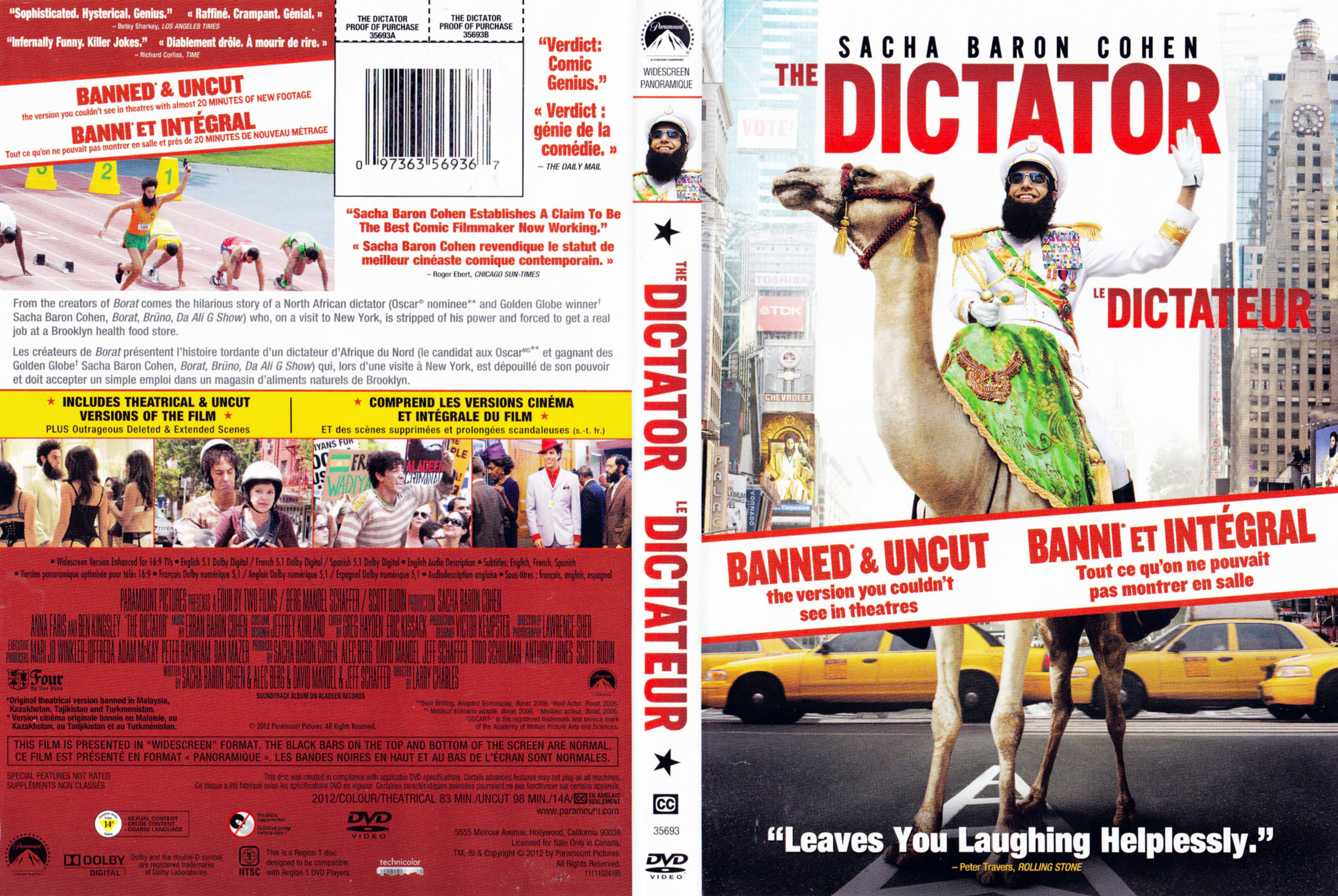 Jaquette DVD The dictator - Le Dictateur (Canadienne)