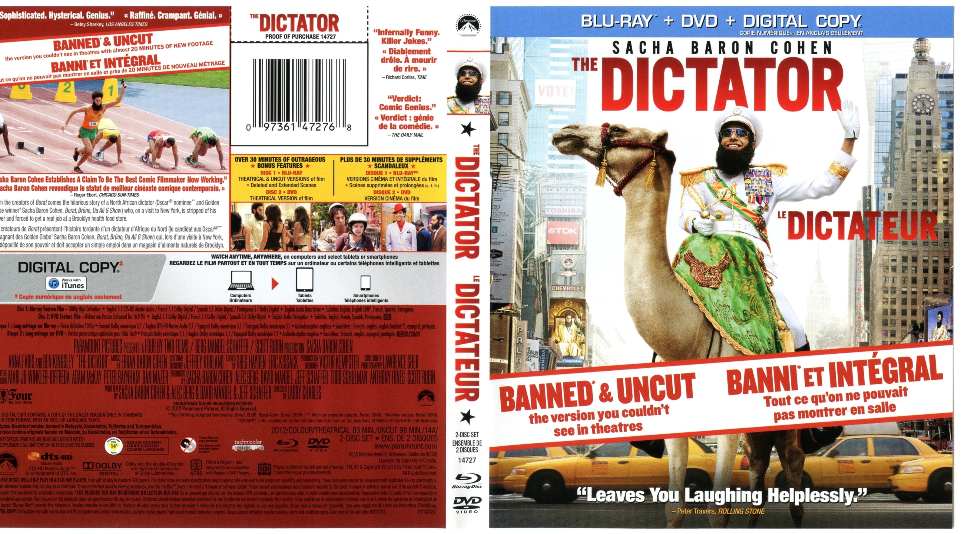 Jaquette DVD The dictator - Le Dictateur (Canadienne) (BLU-RAY)