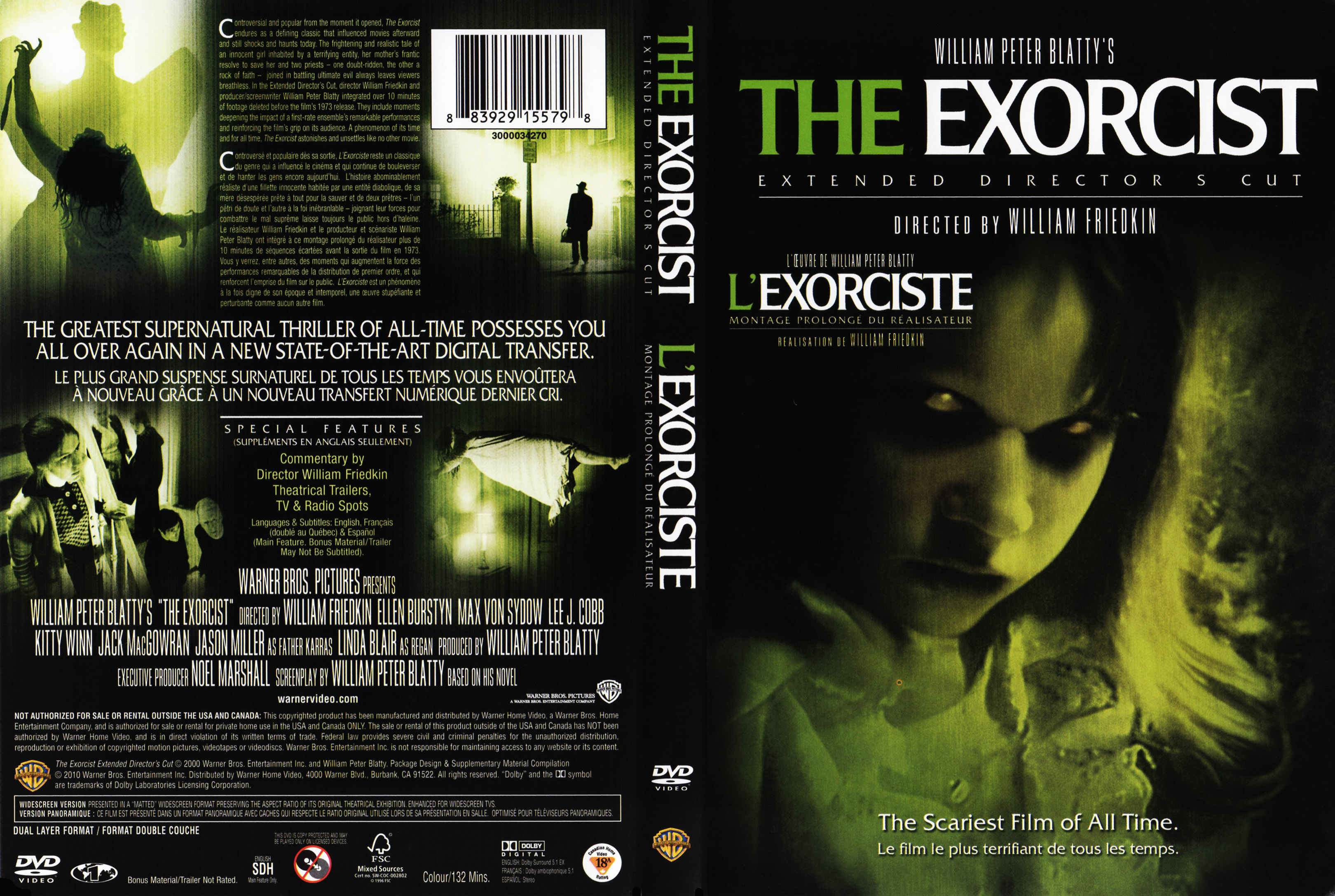 Jaquette DVD The exorcist (Canadienne)