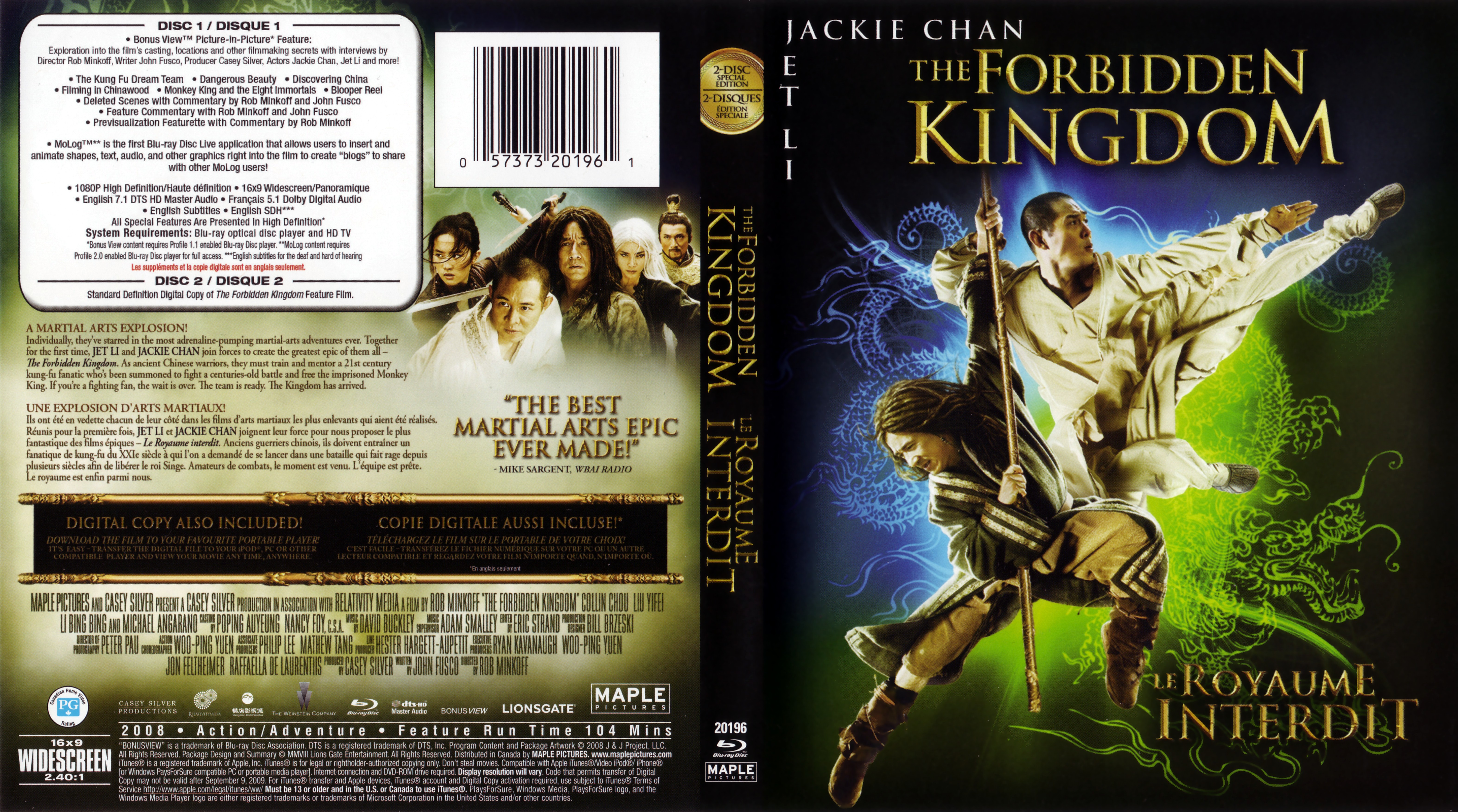 Jaquette DVD The forbidden kingdom - Le royaume interdit (Canadienne) (BLU-RAY)