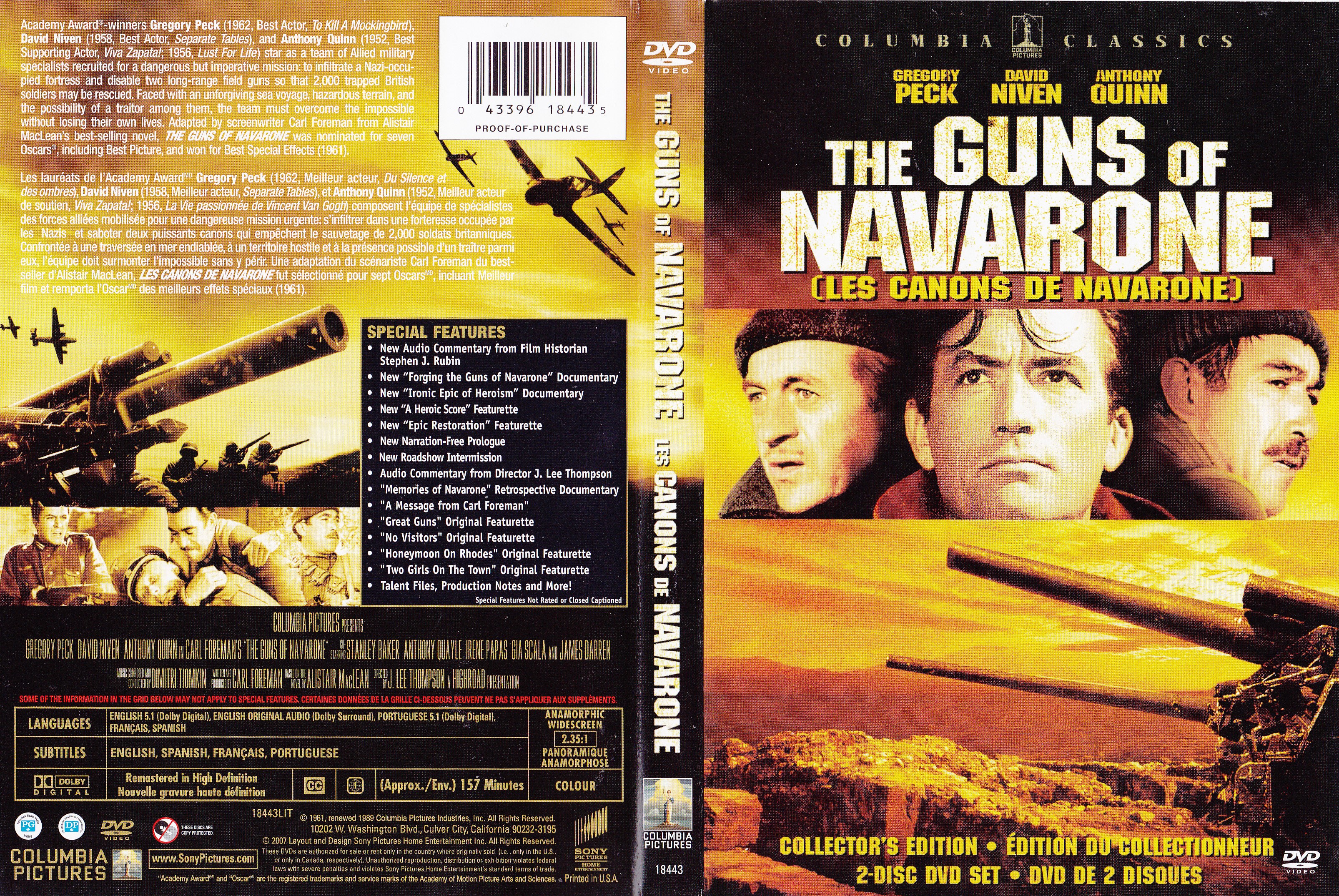Jaquette DVD The guns of Navarone - Les canons de Navarone (Canadienne)