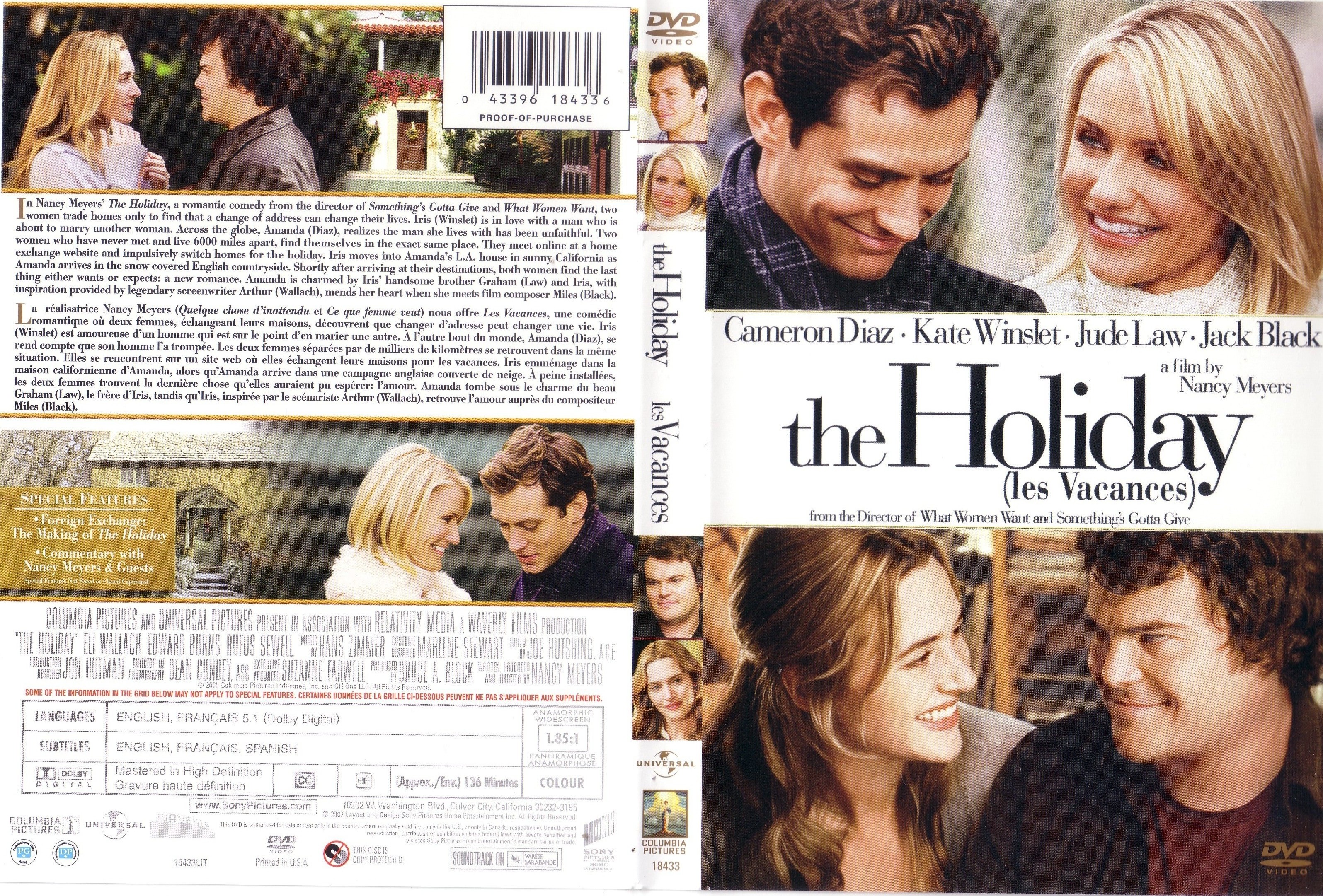 Jaquette DVD The holiday - Les vacances (Canadienne)