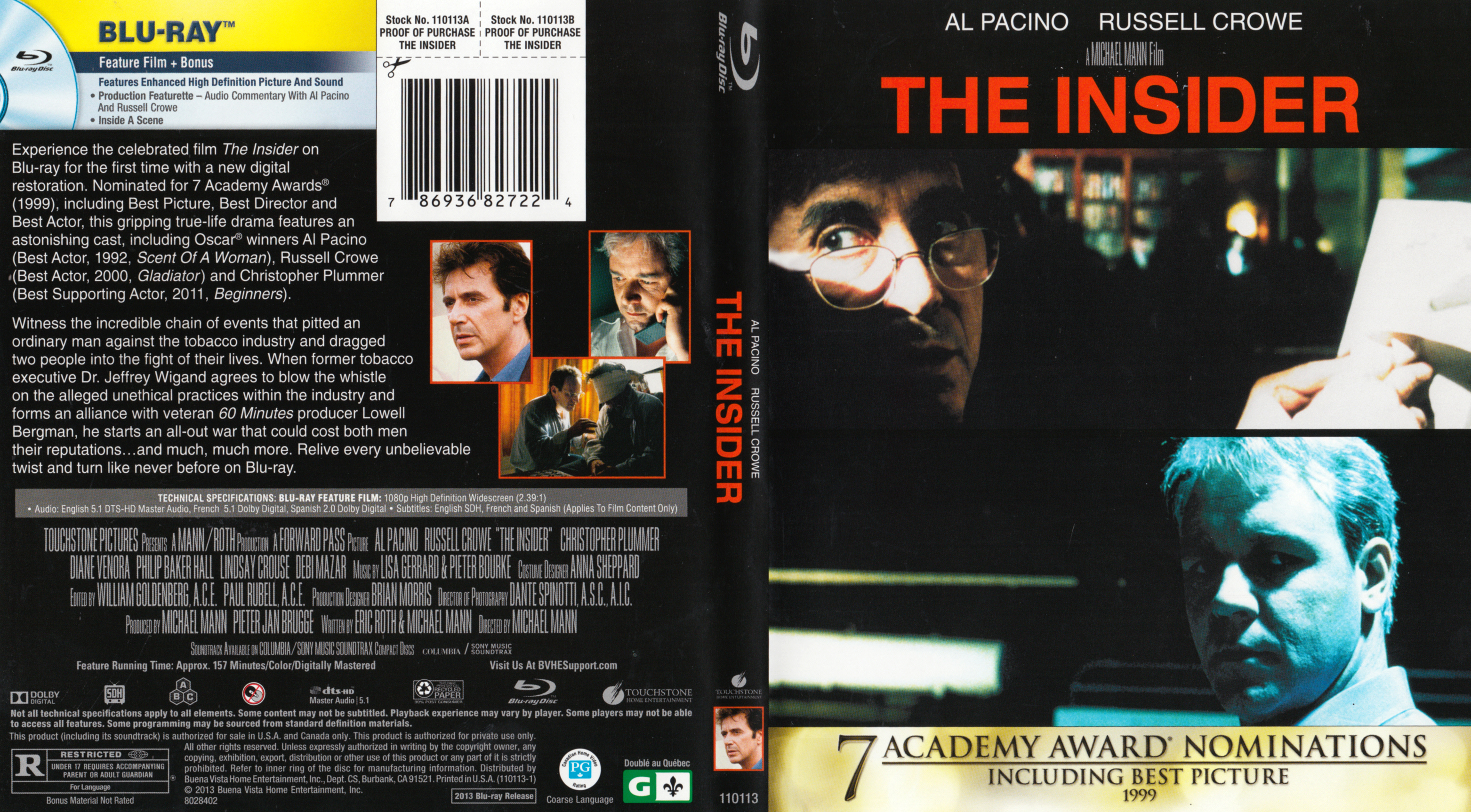 Jaquette DVD The insider - Rvlations Zone 1 (BLU-RAY)