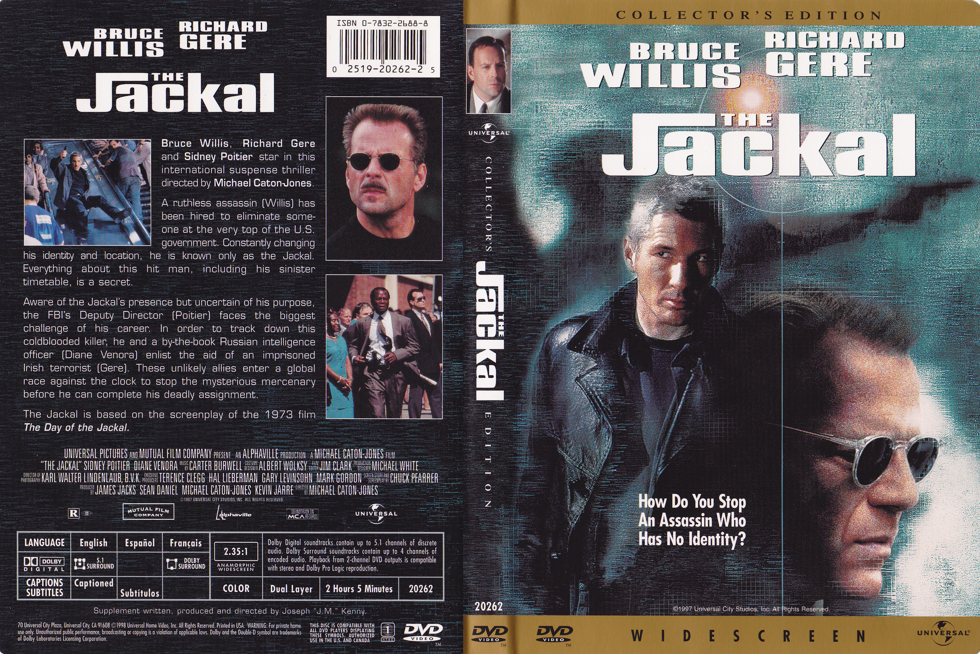 Jaquette DVD The jackal - Le chacal (Canadienne)