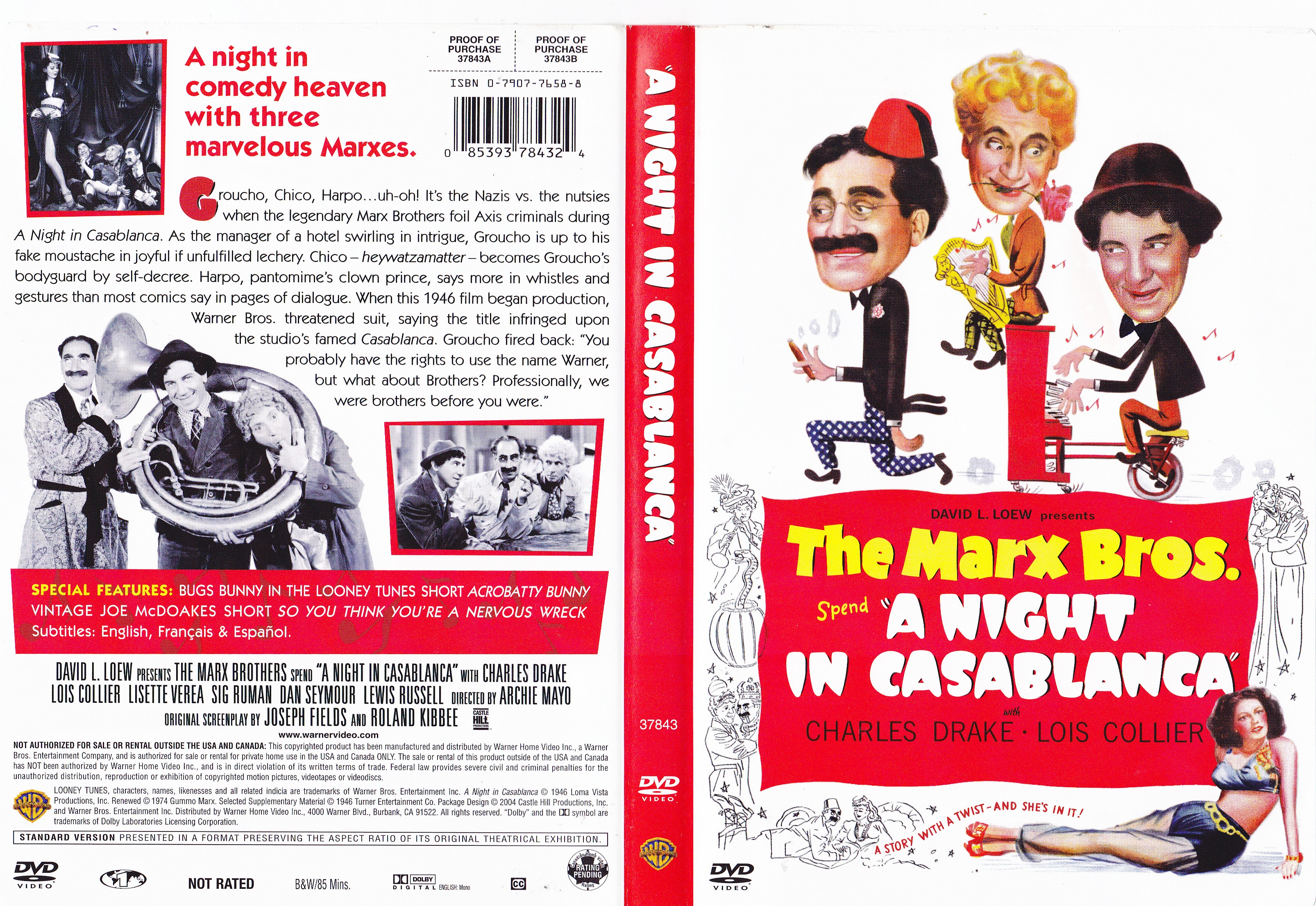 Jaquette DVD The marx Brothers - A night in Casablanca (Canadienne)