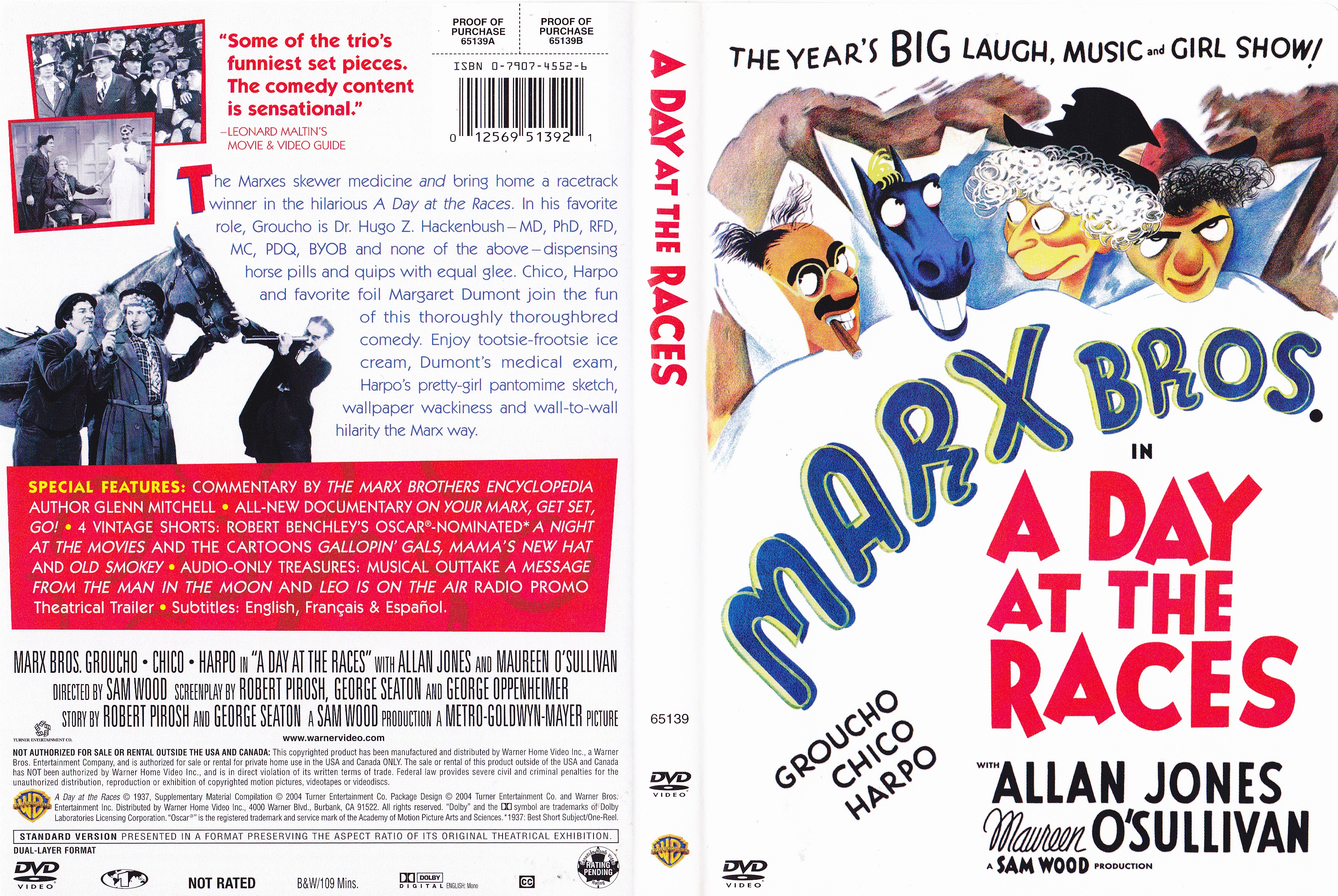 Jaquette DVD The marx brothers - A day at the races  (Canadienne)
