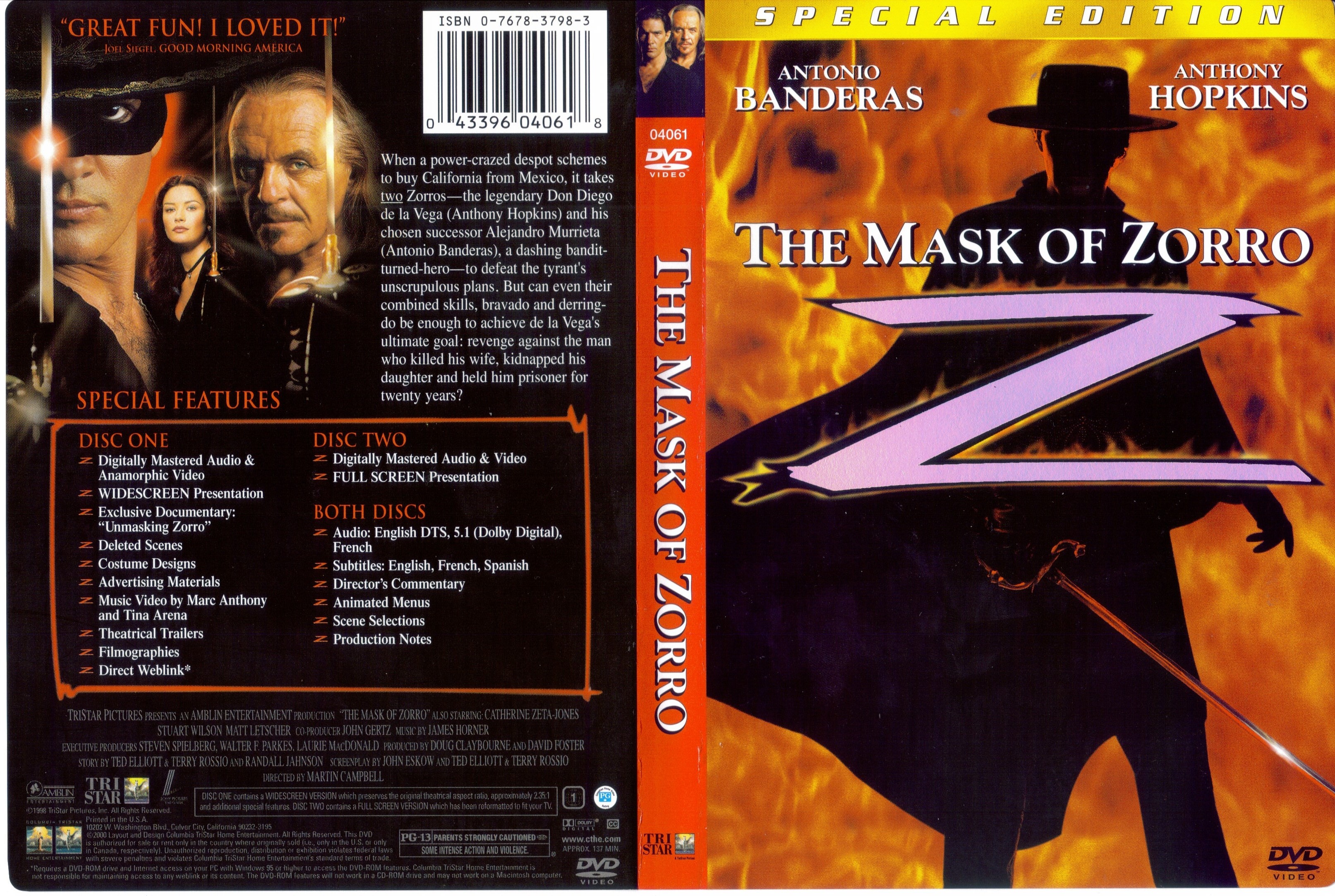 Jaquette DVD The mask of zorro - Le masque de zorro (Canadienne)