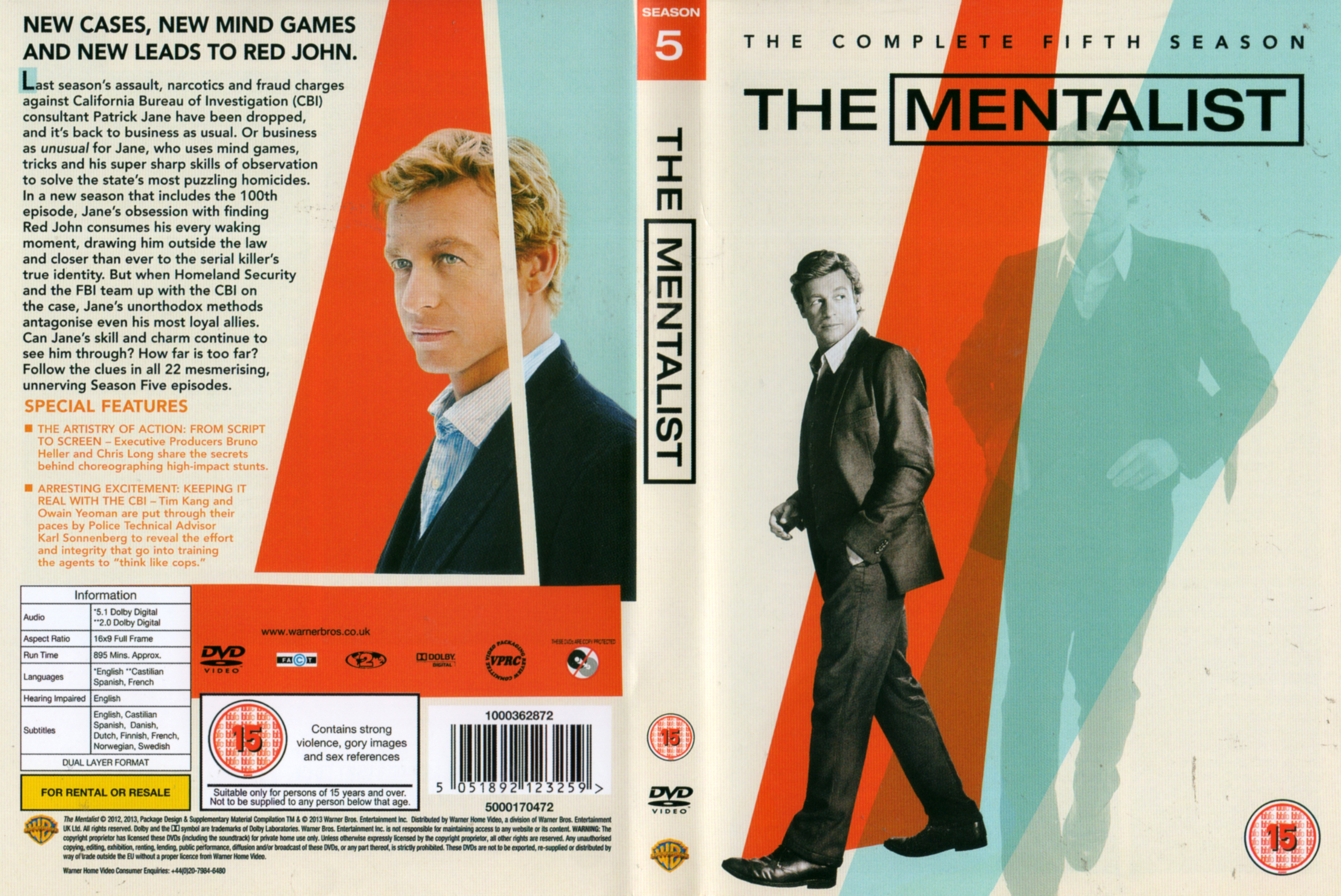 Jaquette DVD The mentalist Saison 5 COFFRET Zone 1