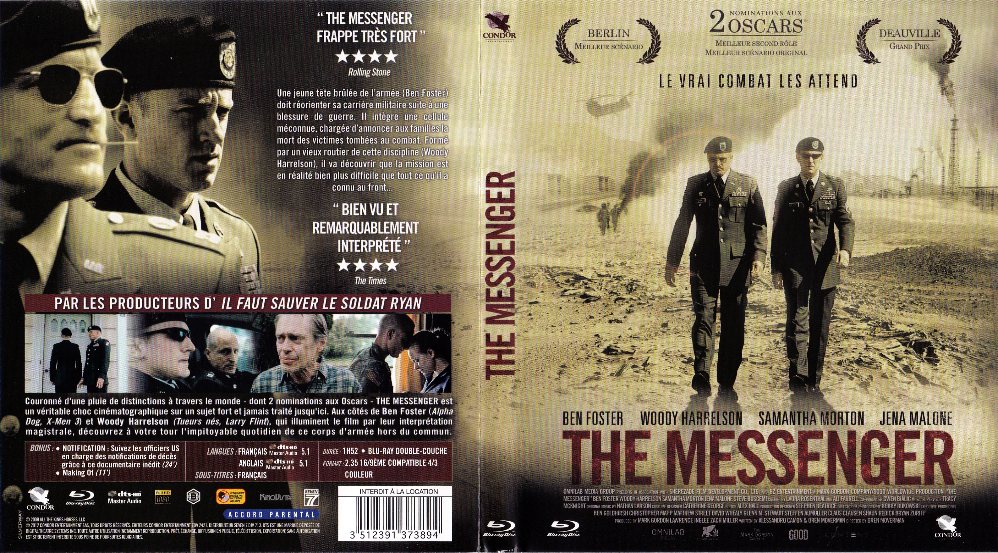 Jaquette DVD The messenger (BLU-RAY)