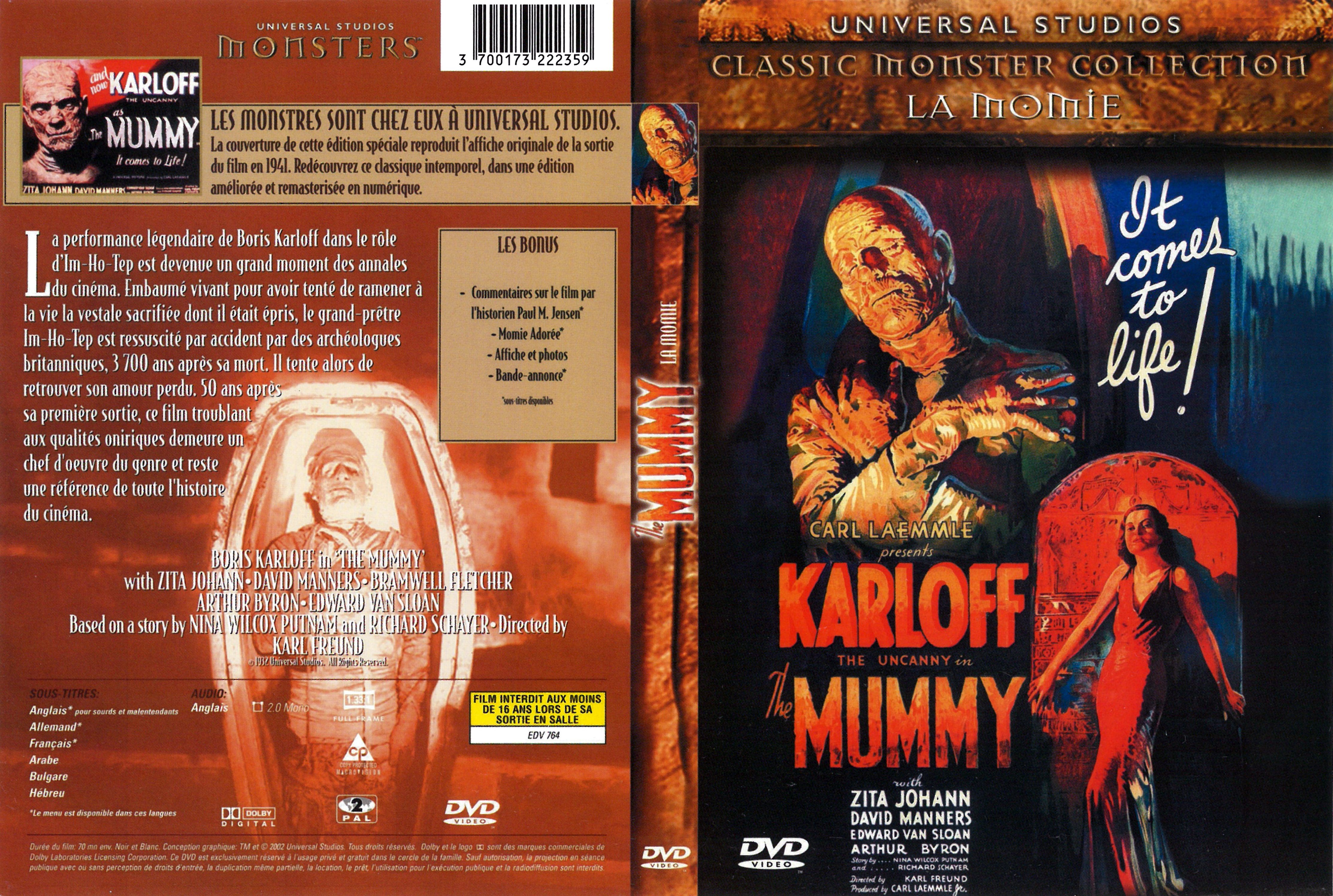 Jaquette DVD The mummy - La momie (Boris Karloff)