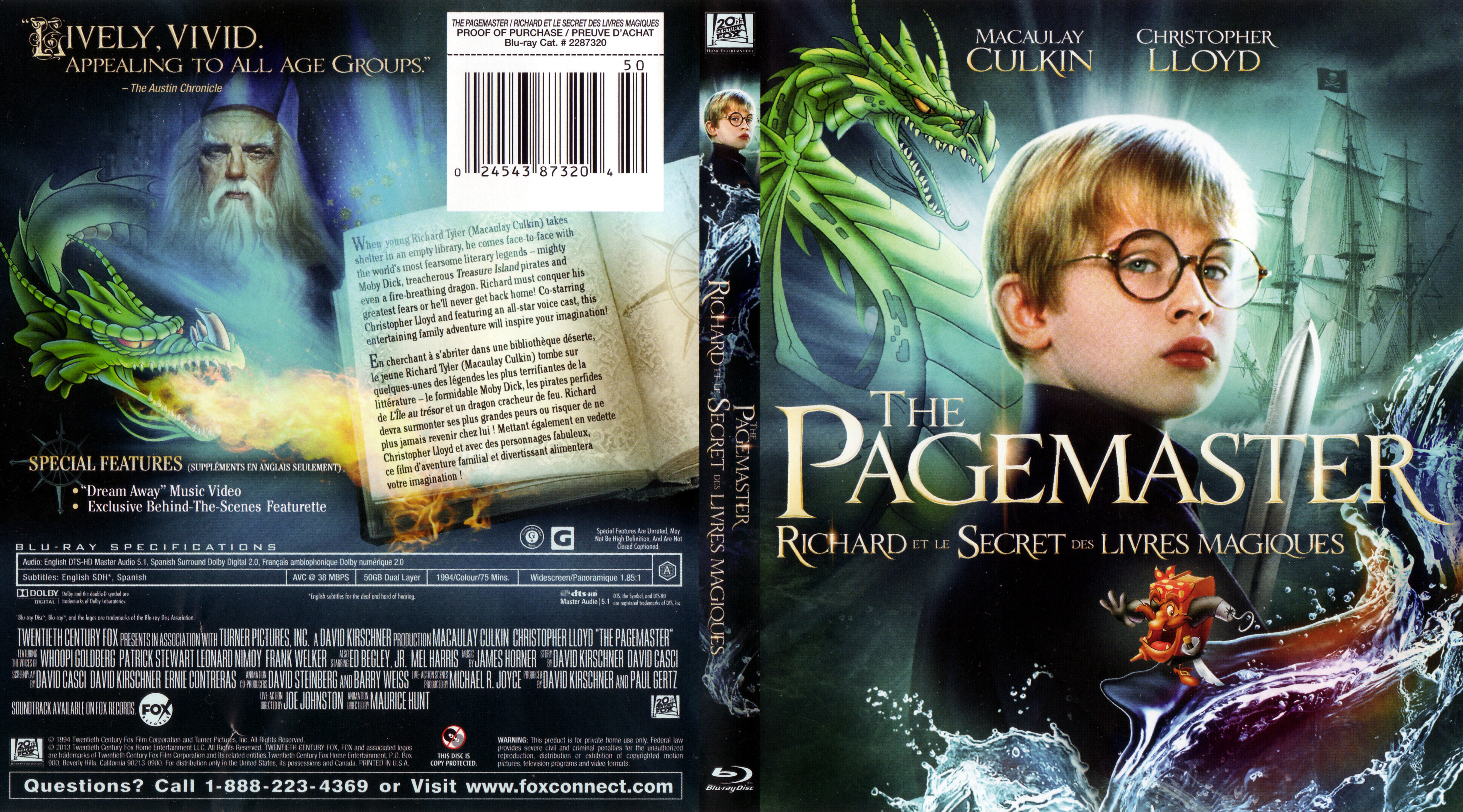 Jaquette DVD The pagemaster - Richard et le secret des livres magiques (Canadienne) (BLU-RAY)