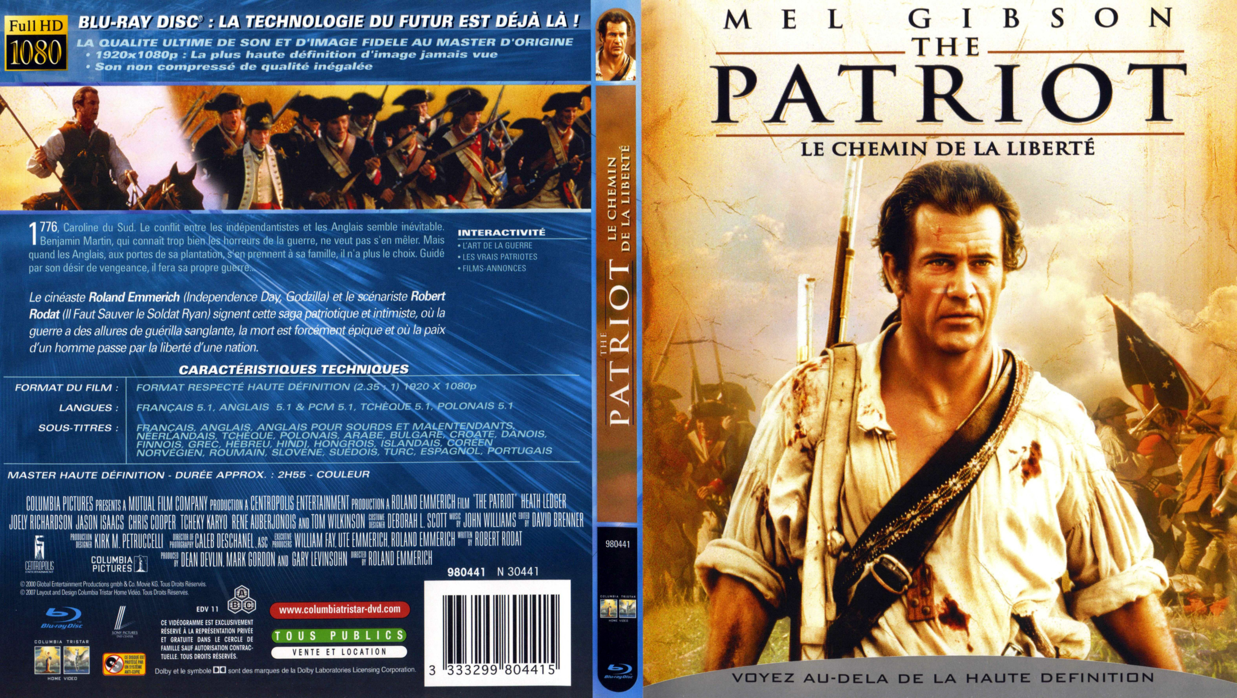 Jaquette DVD The patriot (BLU-RAY)