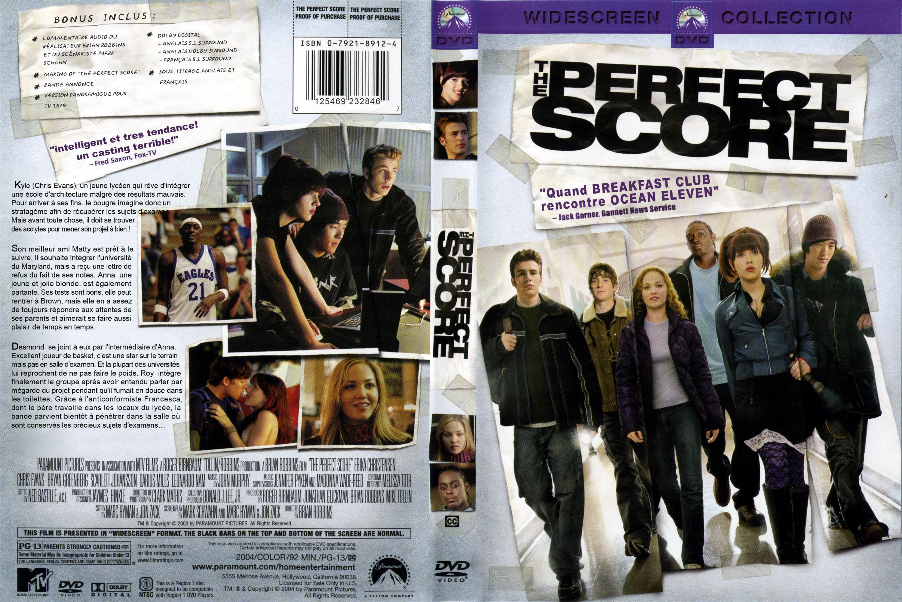 Jaquette DVD The perfect score