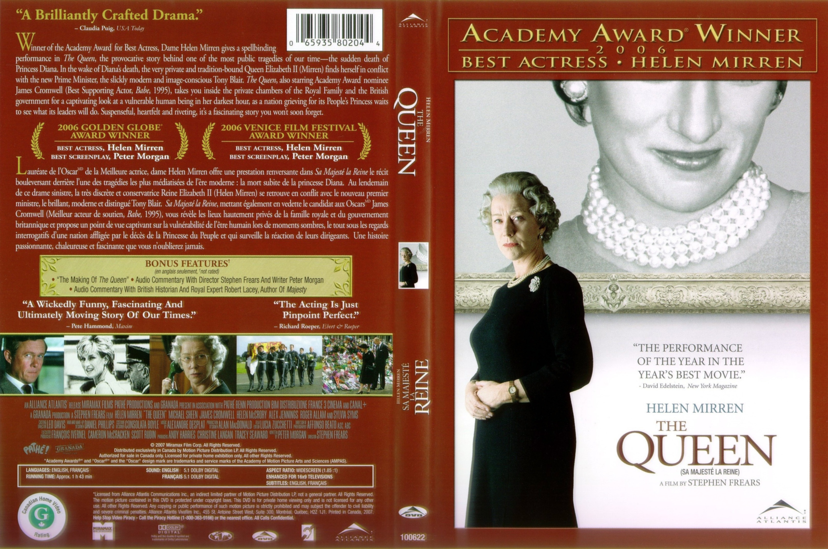 Jaquette DVD The queen - Sa majest la reine (Canadienne)