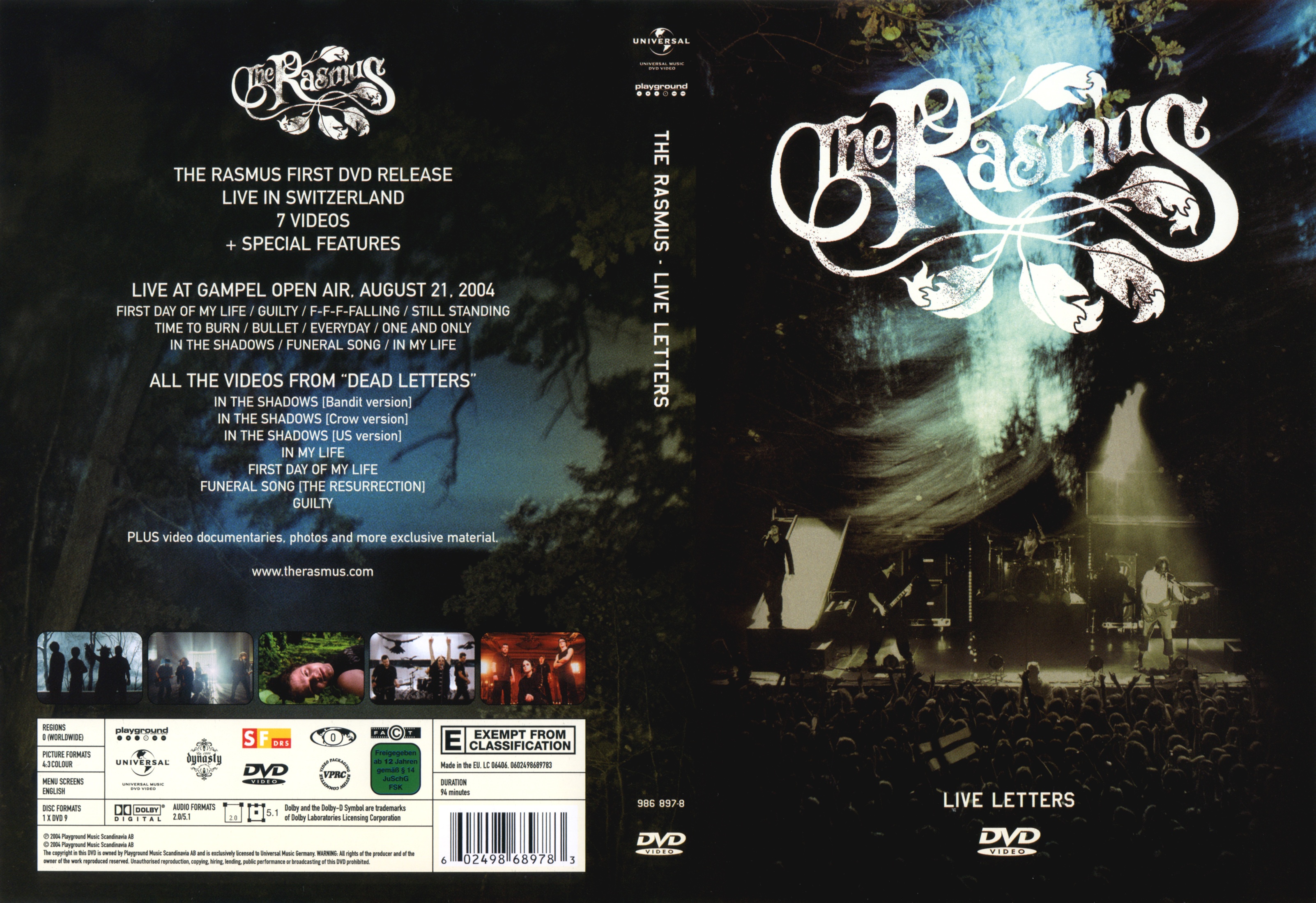 Jaquette DVD The rasmus Live letters