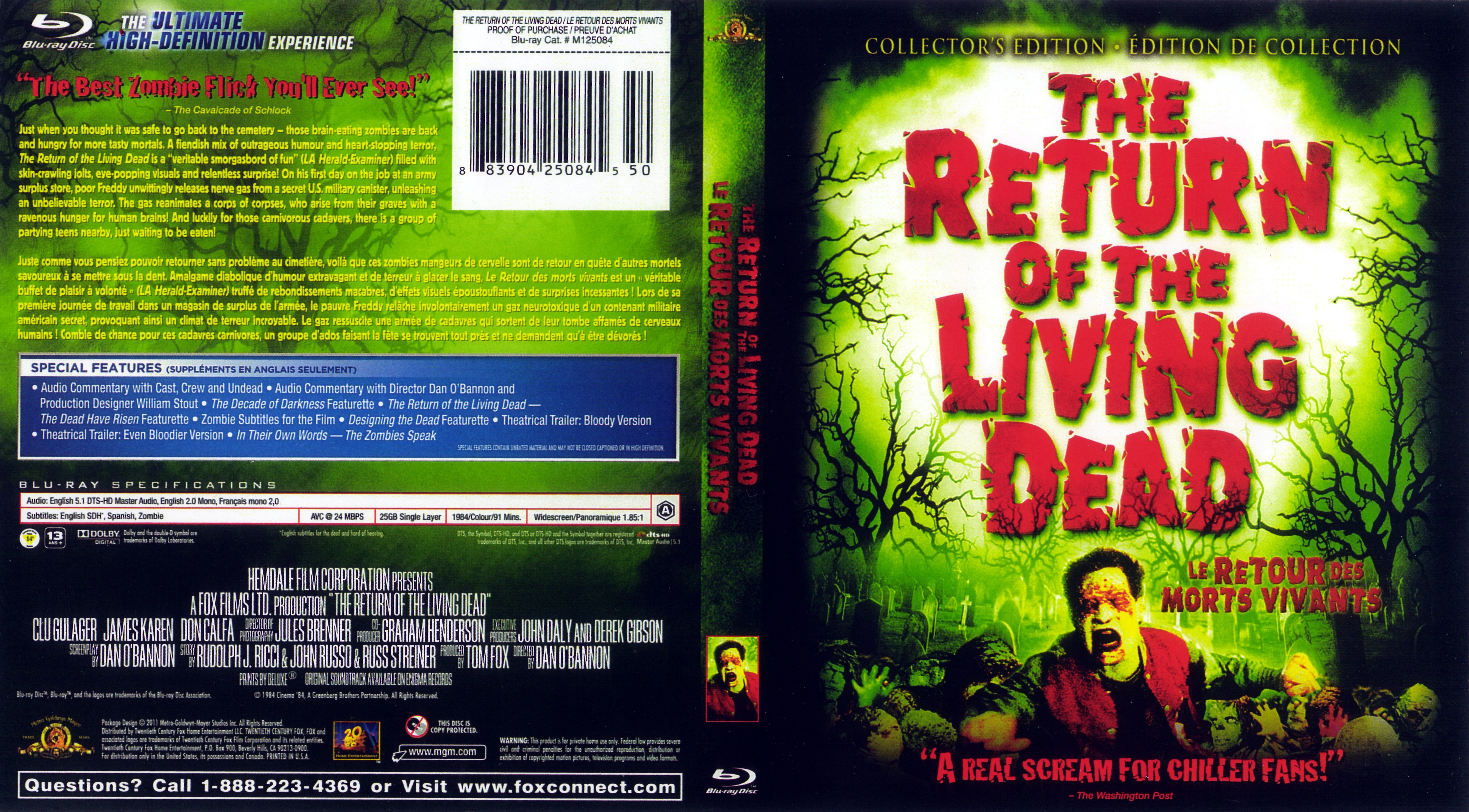 Jaquette DVD The return of the living dead - Le retour des morts vivants (Canadienne) (BLU-RAY)