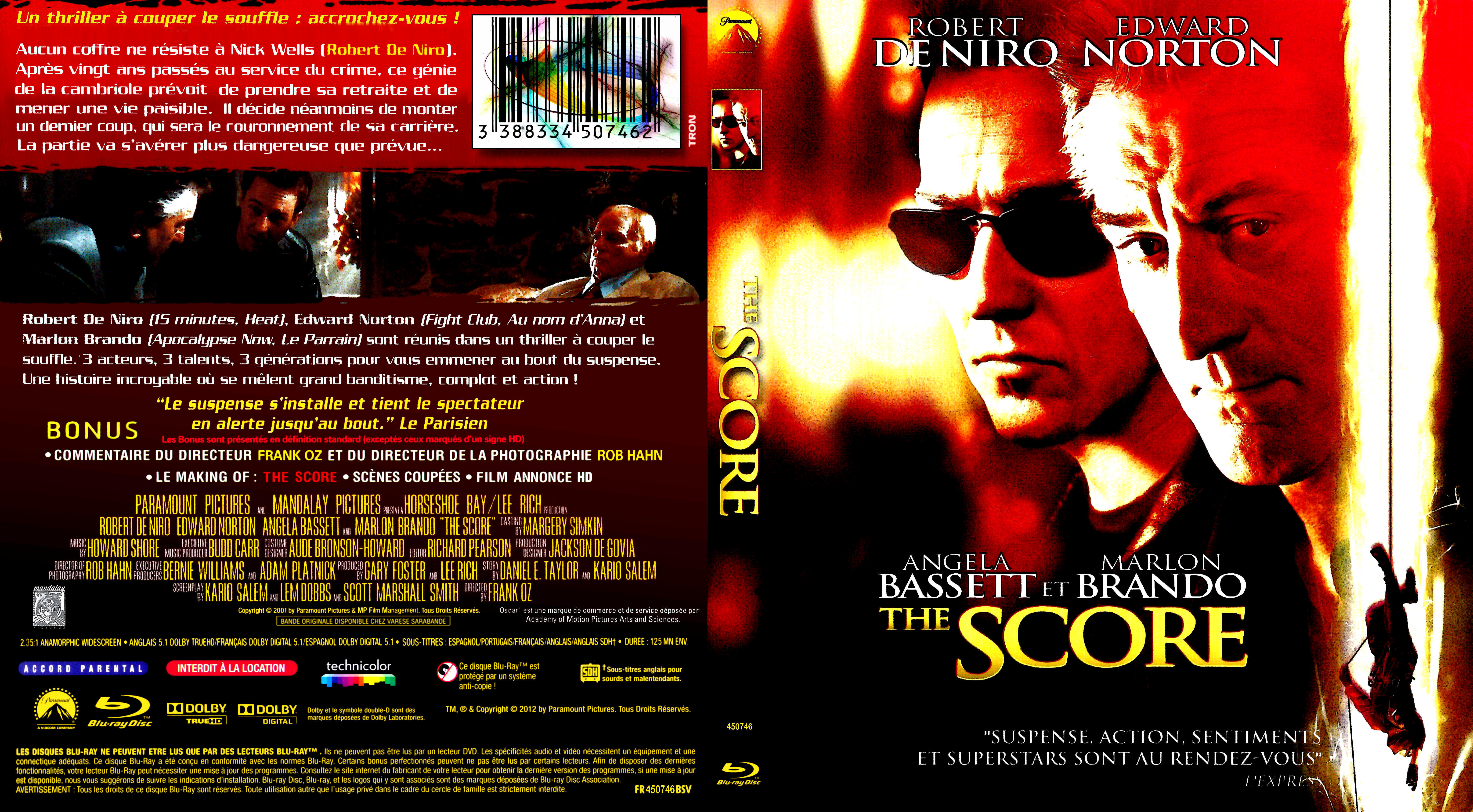 Jaquette DVD The score custom (BLU-RAY)