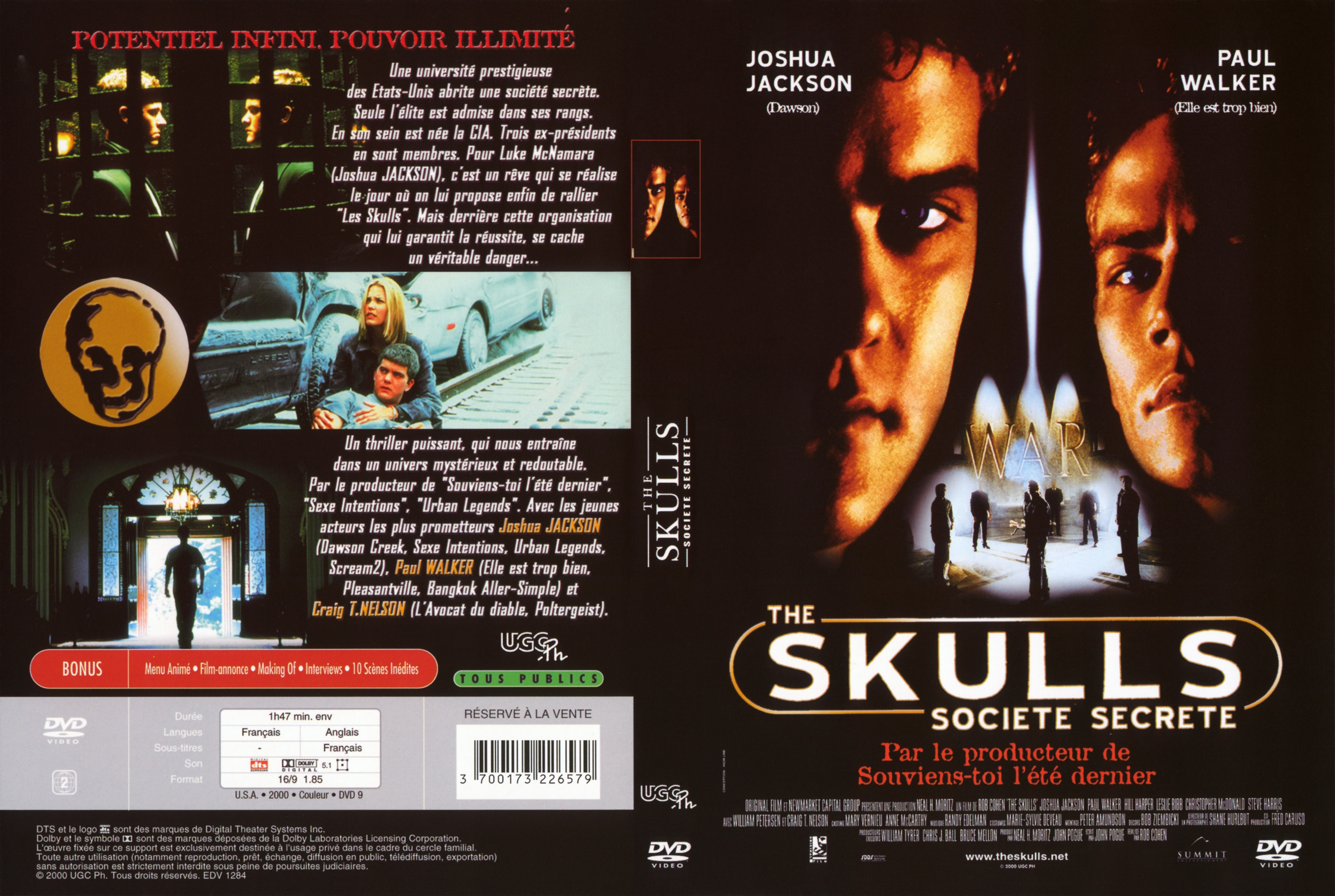 Jaquette DVD The skulls v2