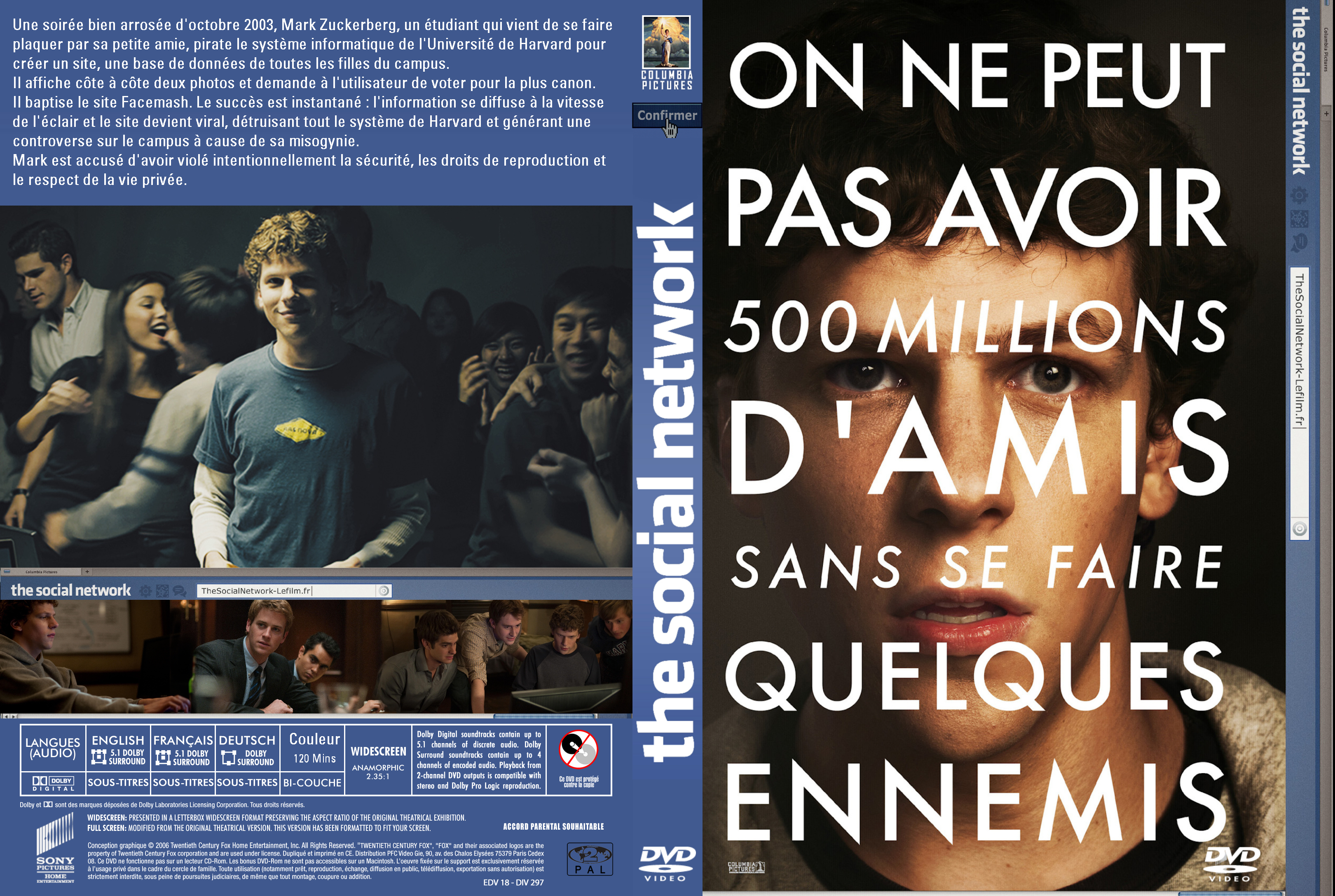 Jaquette DVD The social network custom