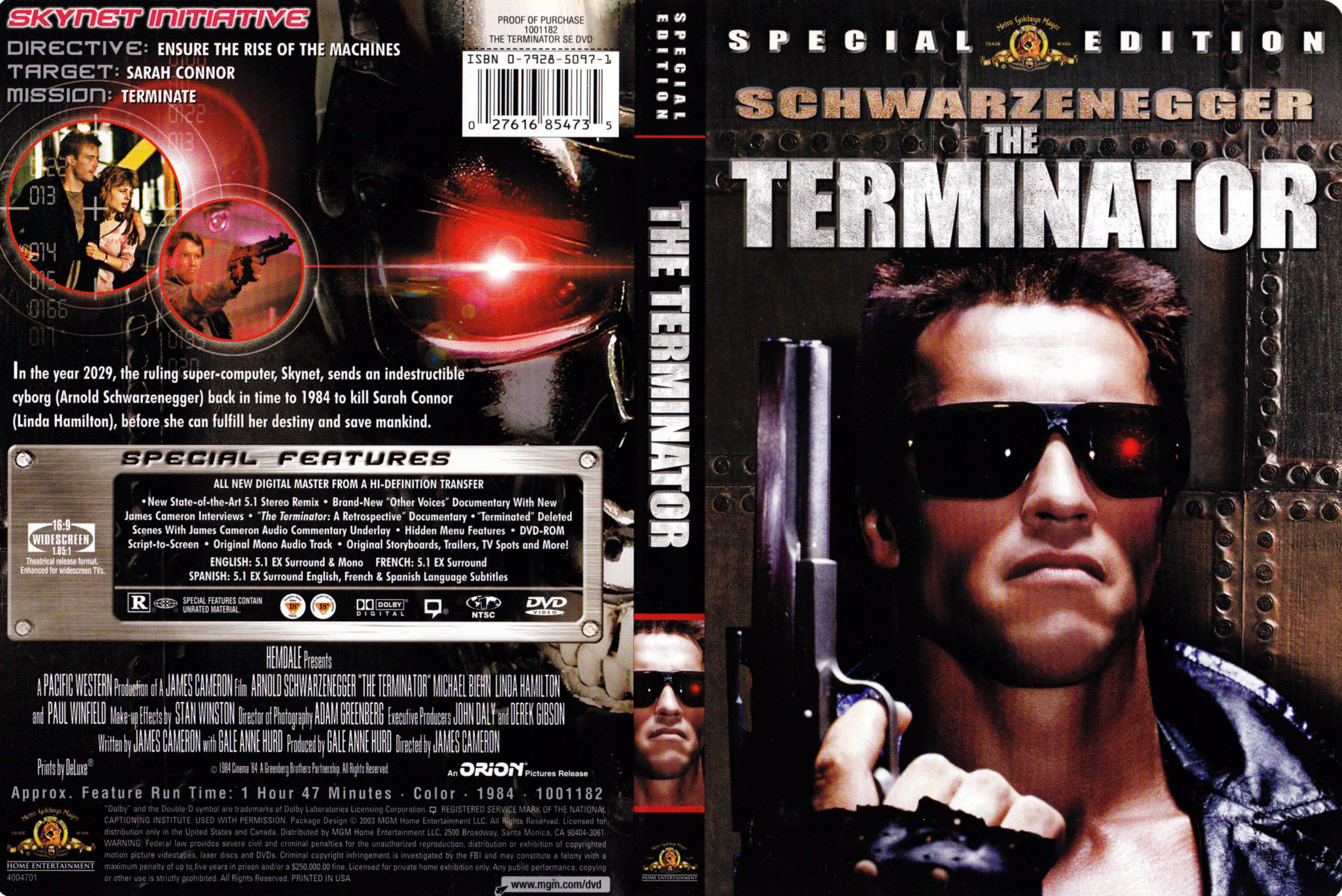 Jaquette DVD The terminator (Canadienne)