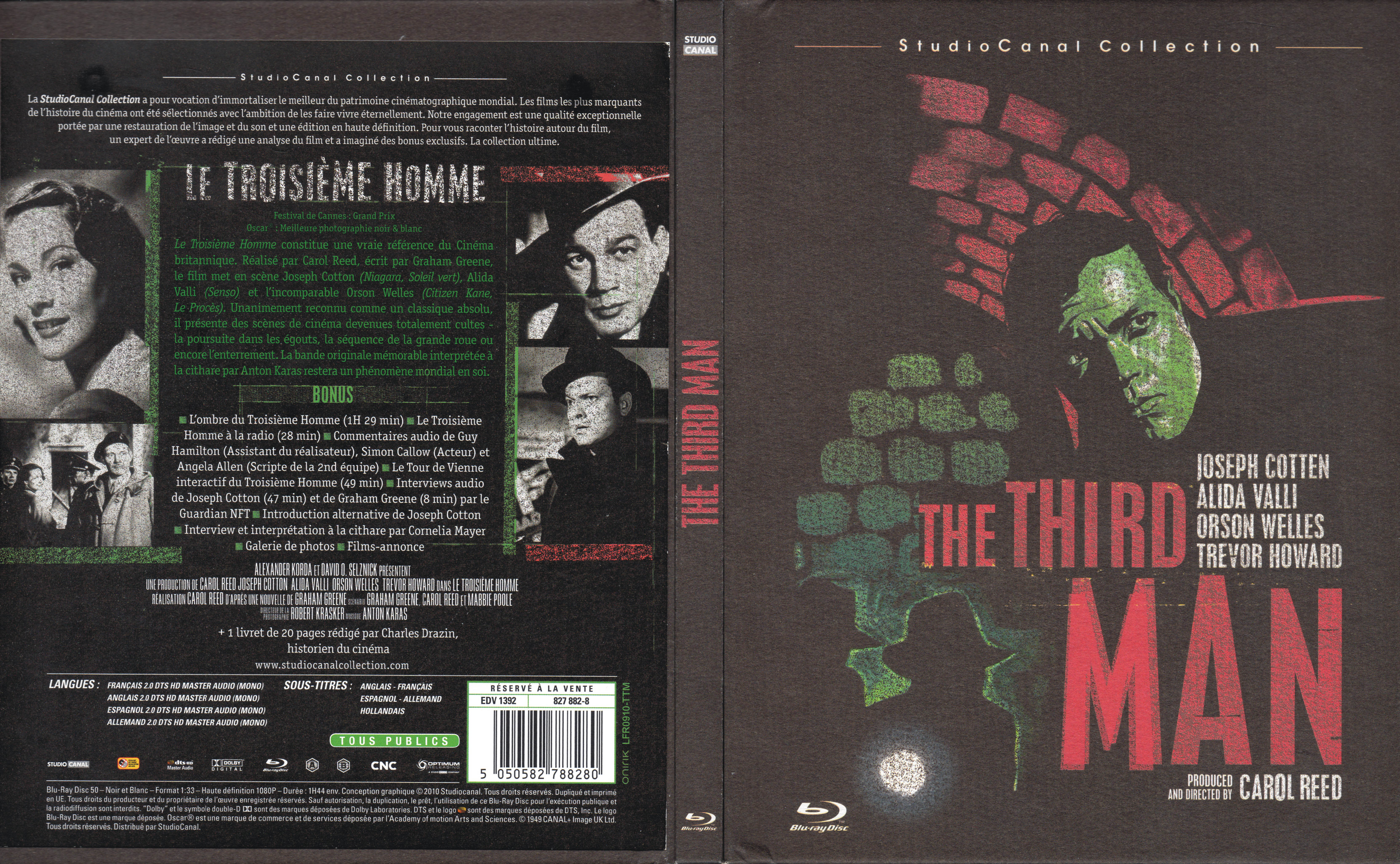 Jaquette DVD The third man Le troisieme homme (BLU-RAY)
