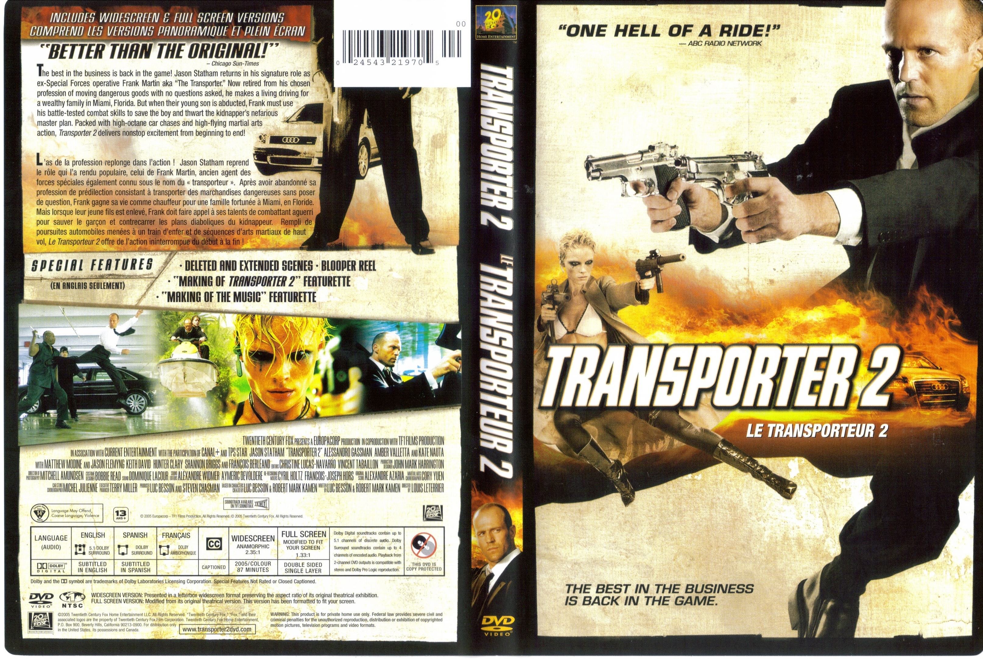 Jaquette DVD The transporter 2 - Le transporteur 2 (canadienne)