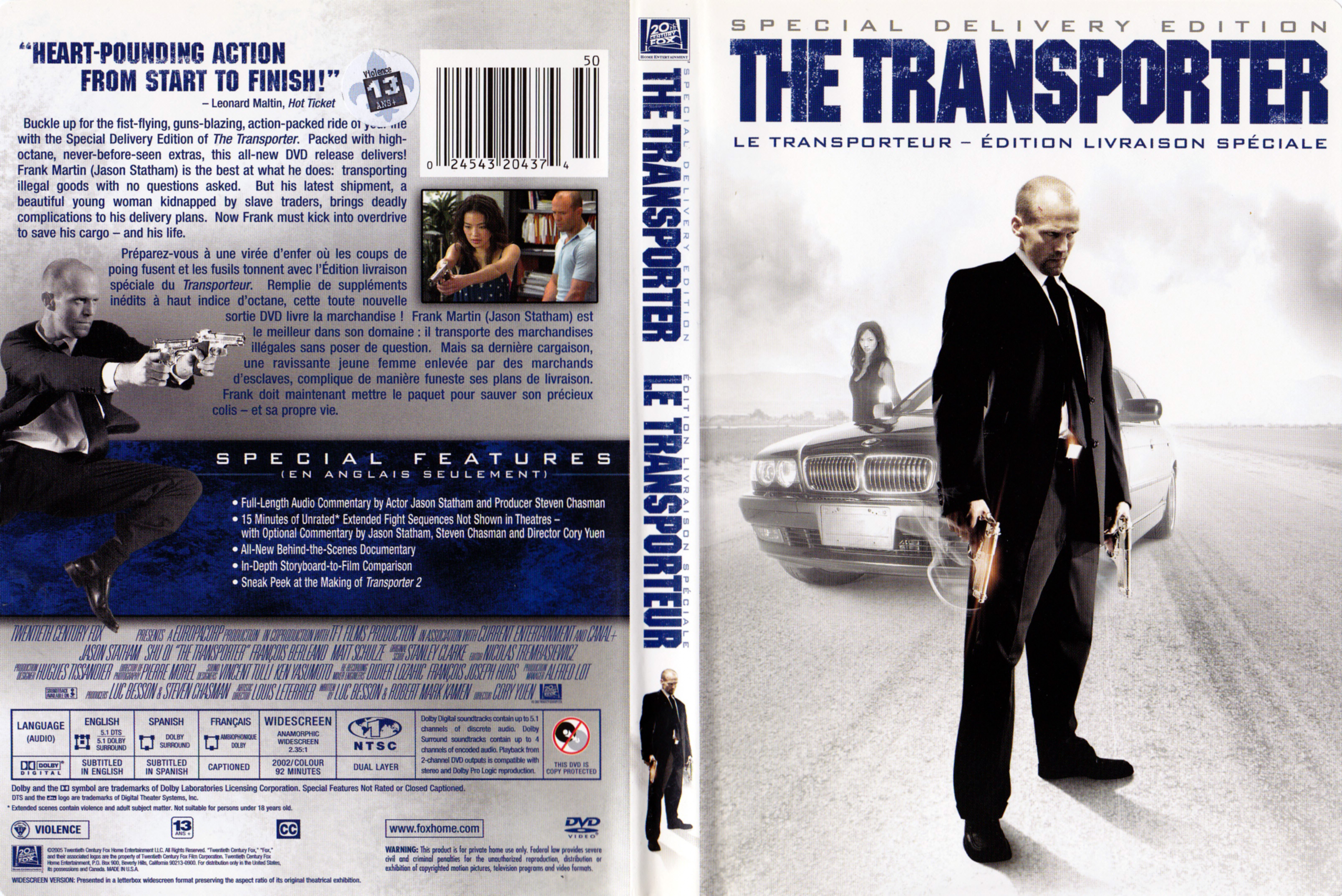 Jaquette DVD The transporter - Le transporteur (Canadienne)