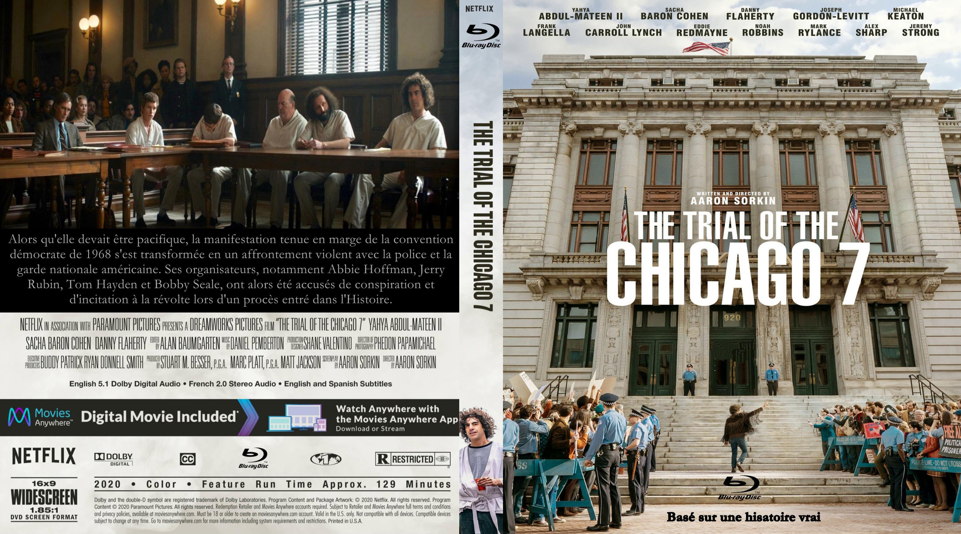 Jaquette DVD The trial of the chicago 7 custom (BLU-RAY)