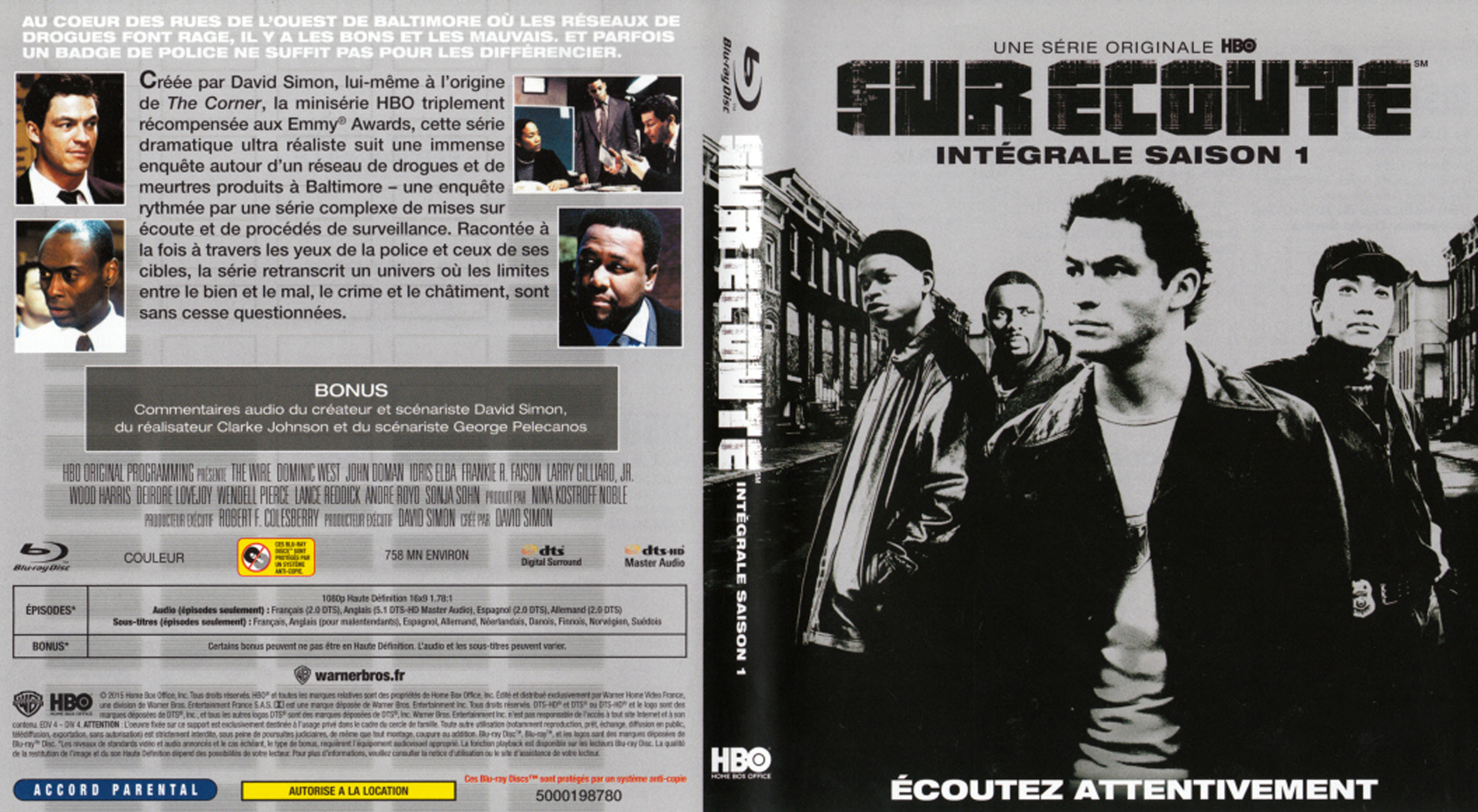 Jaquette DVD The wire - Sur coute Saison 1 (BLU-RAY)
